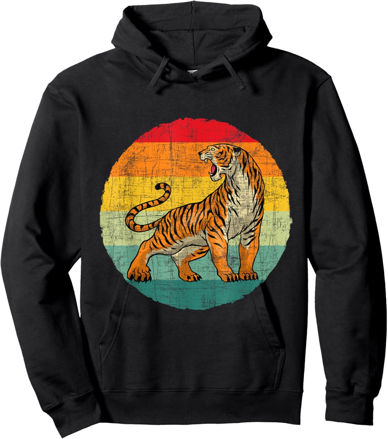 Retro Vintage Tiger - Zoologist Zookeeper Zoo Safari Lover Hoodie - Hoodie | Black