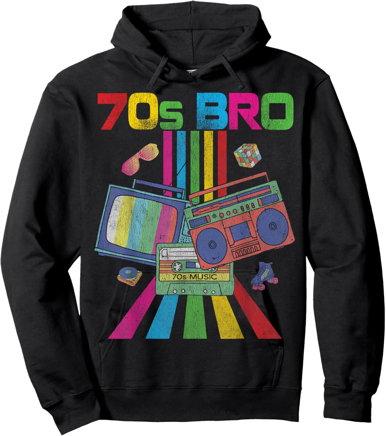 70s Bro Costume 60's 70's Party Retro Vintage Papa Grandpa Hoodie - Hoodie | Black