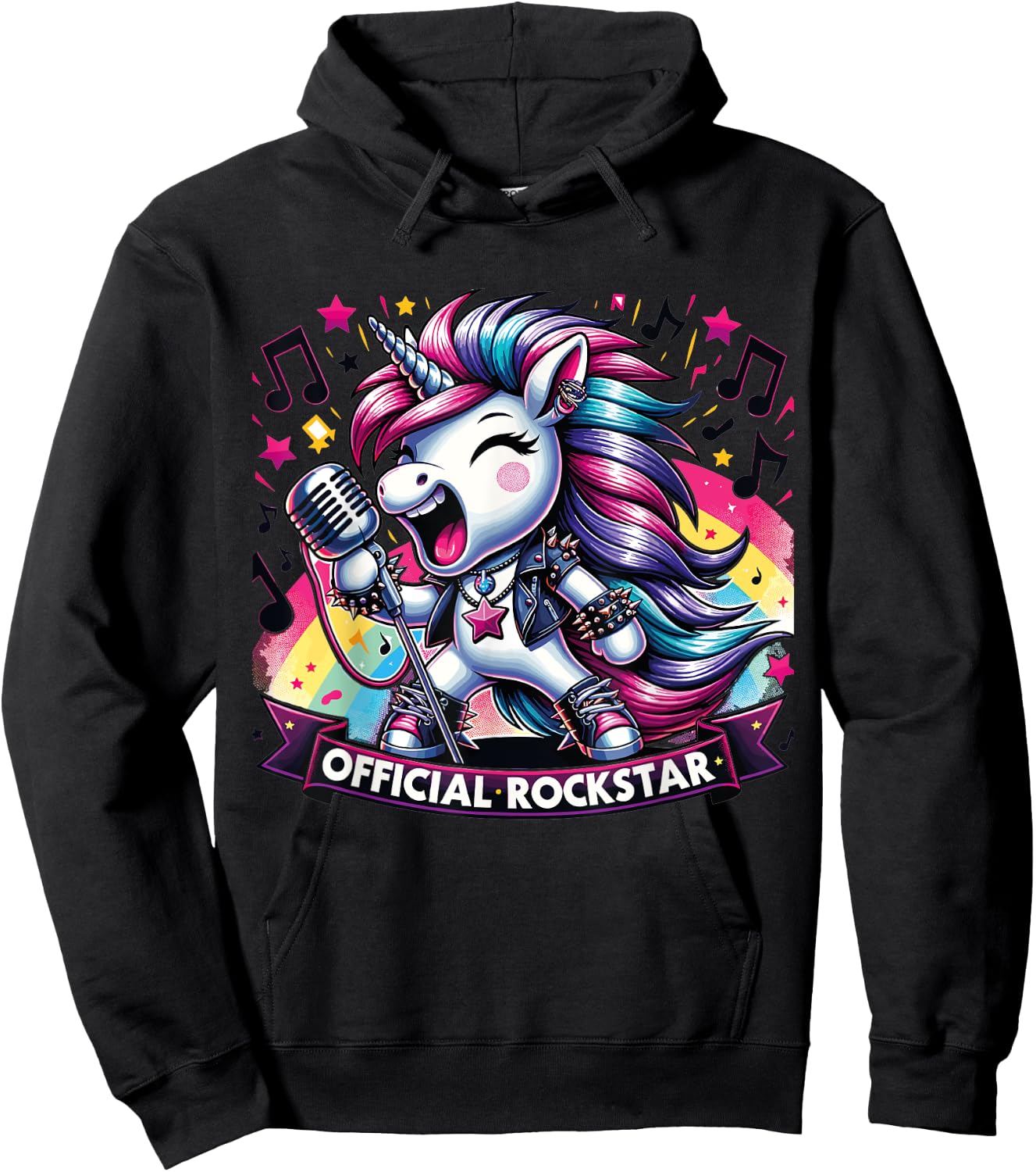 Funny unicorn Singer Rockstar Band official rockstar Hoodie - Hoodie | Black