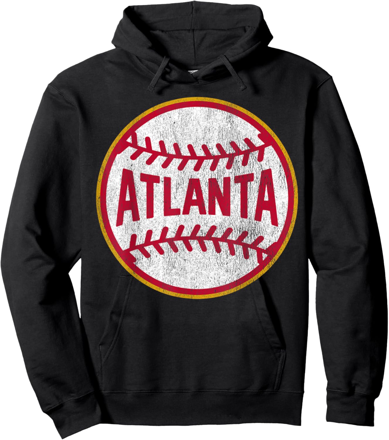 Atlanta Vintage Baseball Throwback Retro Design Hoodie - Hoodie | Black
