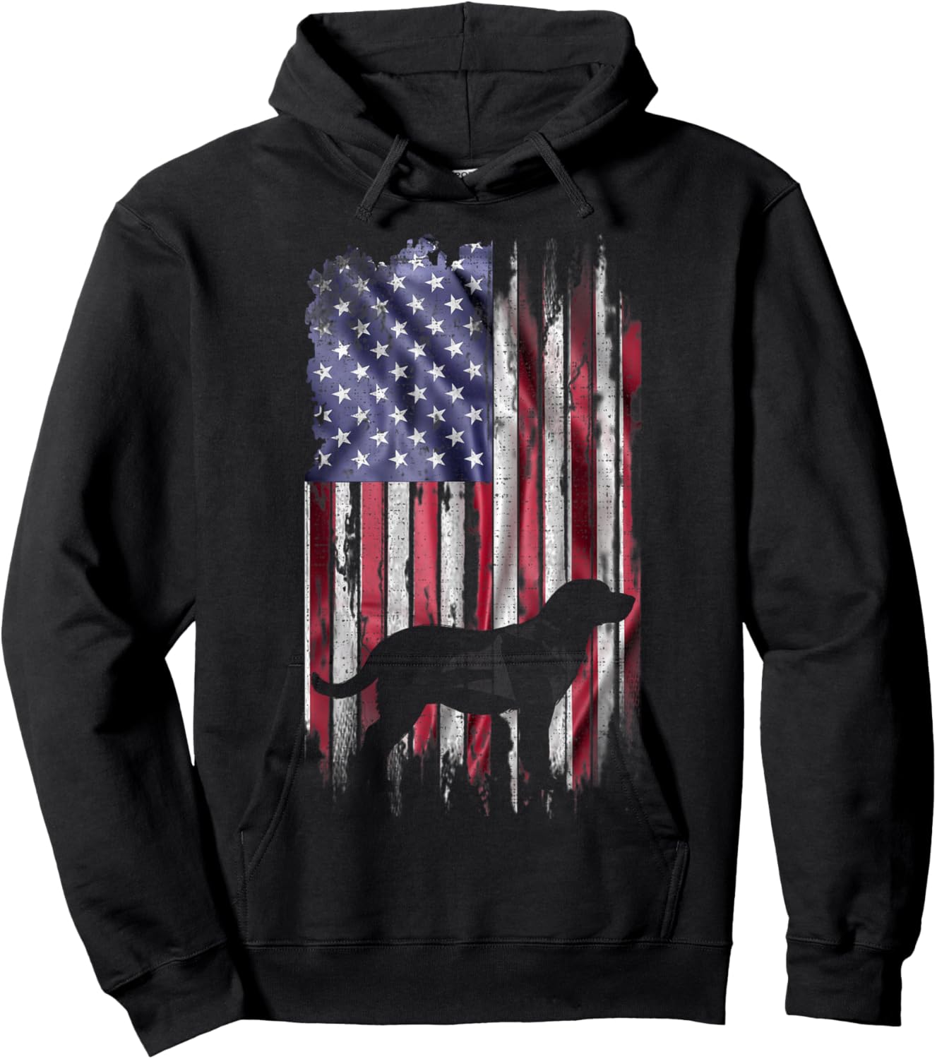 Vintage USA Flag Love Labrador Retriever Dog Lab Silhouette Hoodie - Hoodie | Black