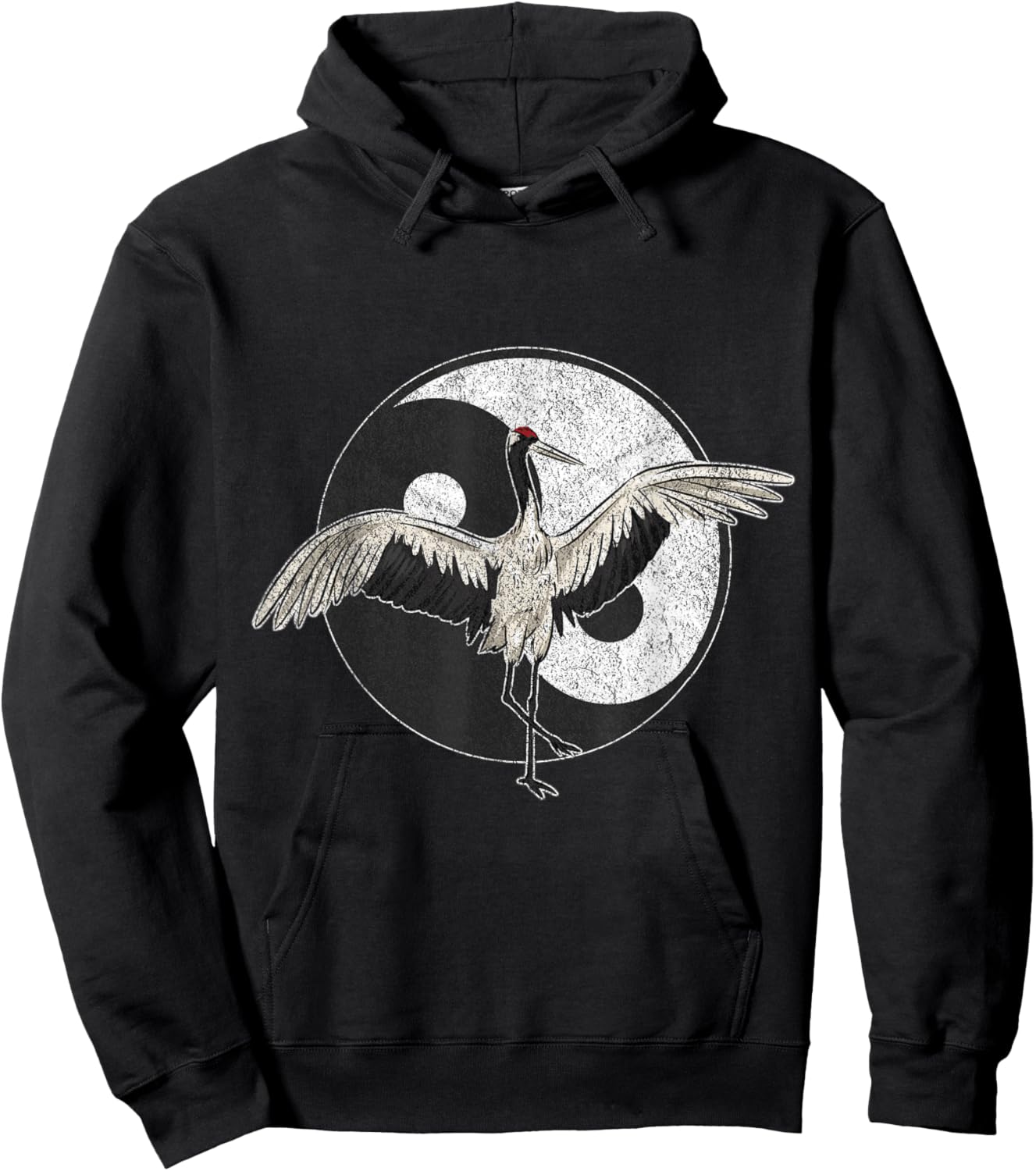 Tai Chi Chuan Taiji Chinese Martial Arts Gift Retro Vintage - -Adults - Black - Small - Short Sleeve - Classic Fit - Cotton 100% - Tai Chi Crane Design Hoodie - Hoodie | Black