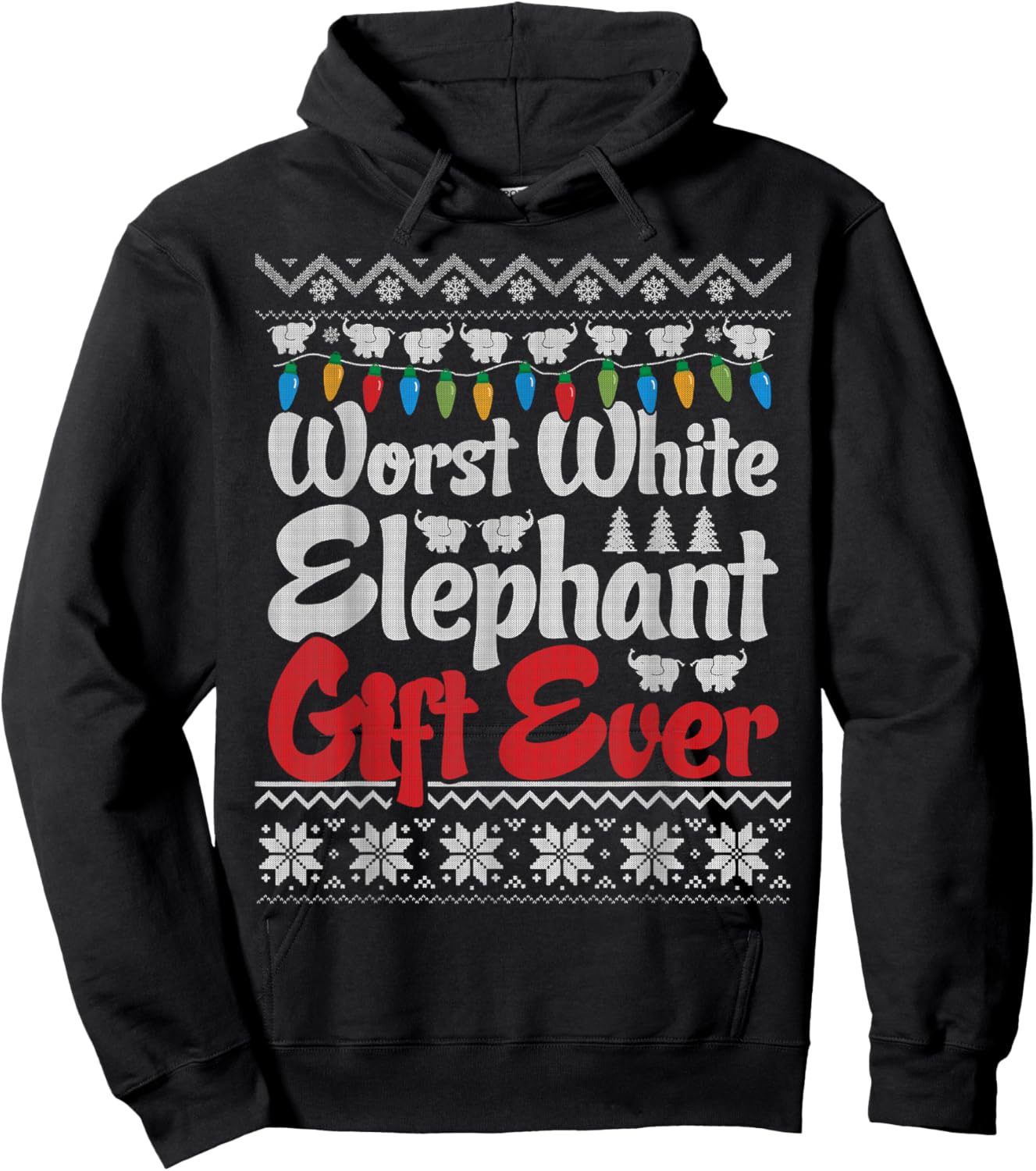 Funny Worst White Elephant Gift Ever Exchange X-mas Office Hoodie - Hoodie | Black