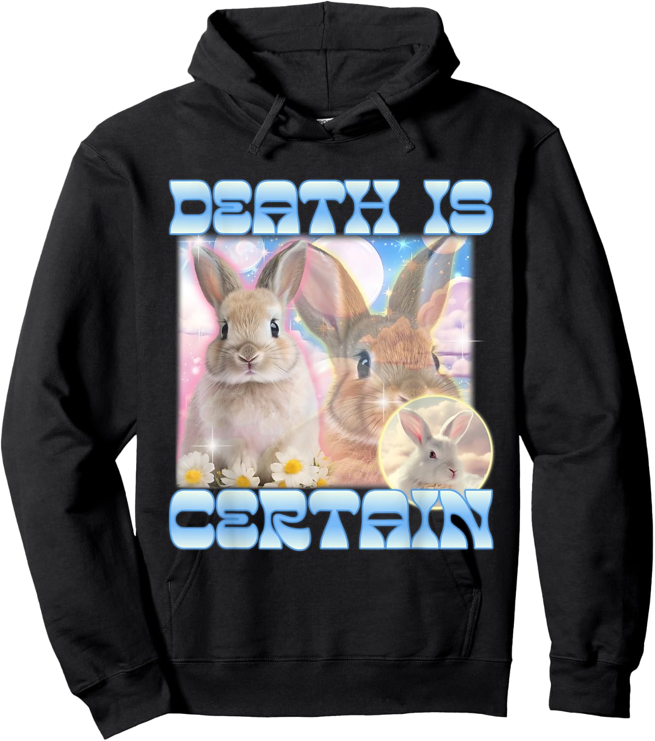 Death Is Certain Funny Meme Cringe Gen Z Y2K Retro Vintage Hoodie - Hoodie | Black