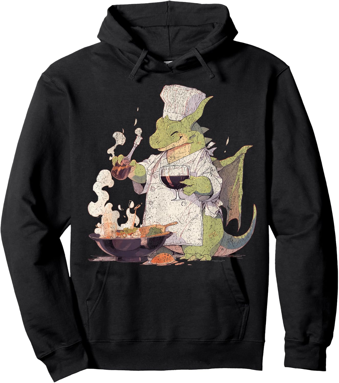 Dragon Chef Cute Cooking Baking Baker Fantasy Lover Book Hoodie - Hoodie | Black