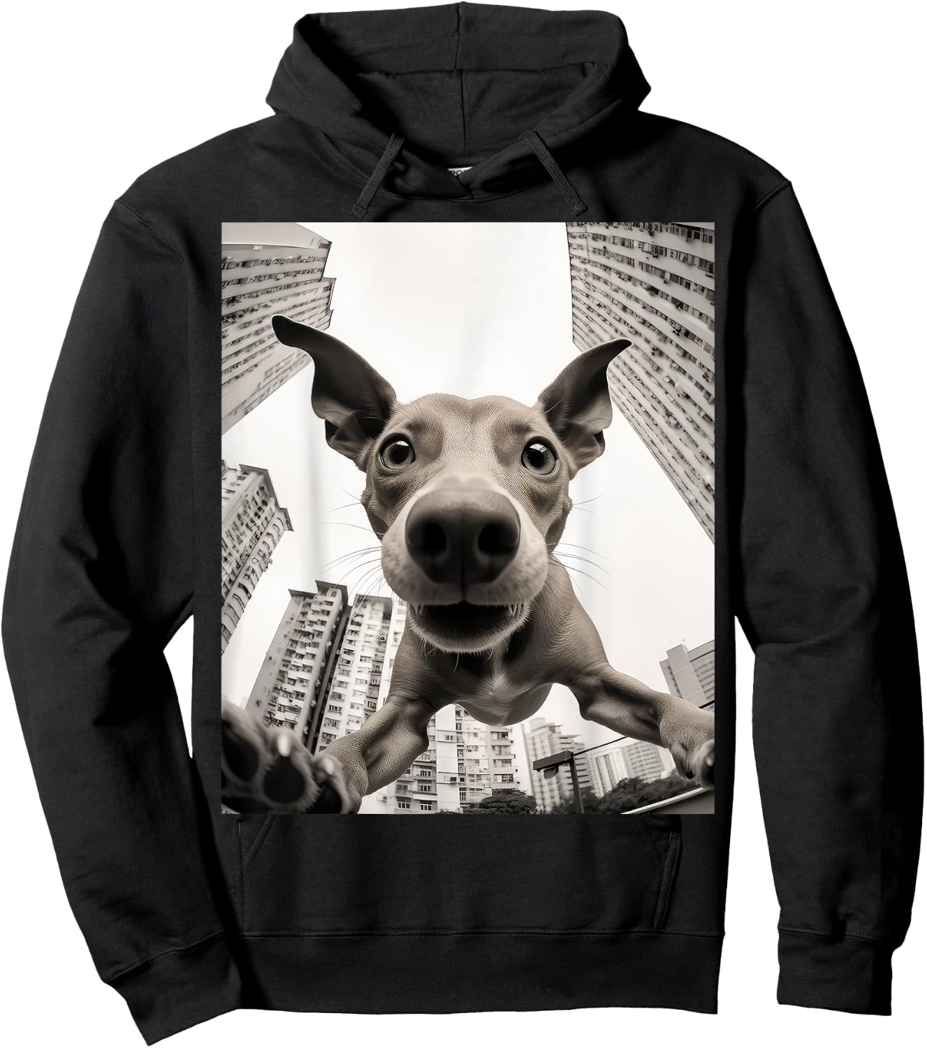 Funny dog selfie pic Hoodie - Hoodie | Black