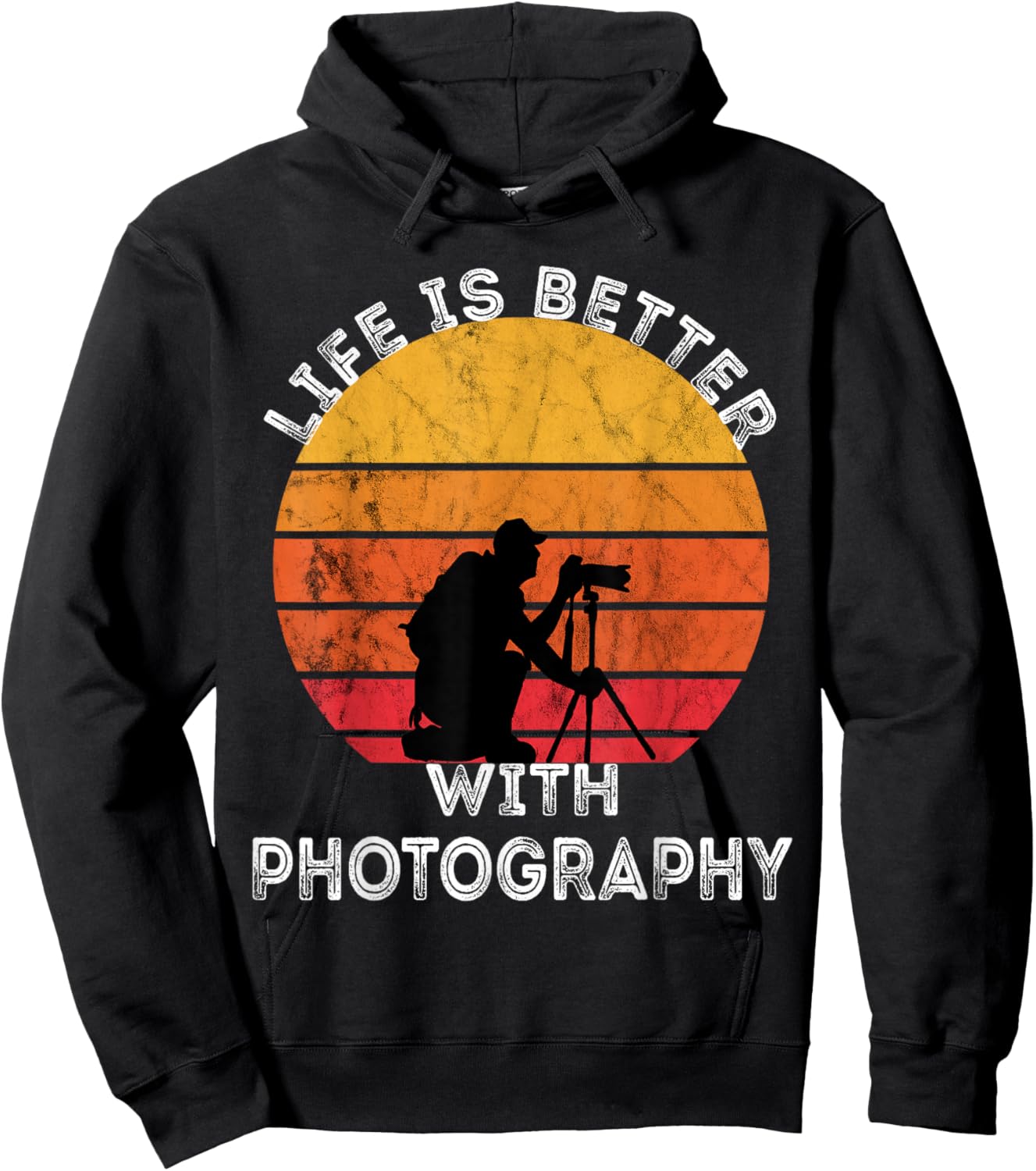 Photographer Camera Lover Retro Vintage Sunset Photography Hoodie - Hoodie | Black