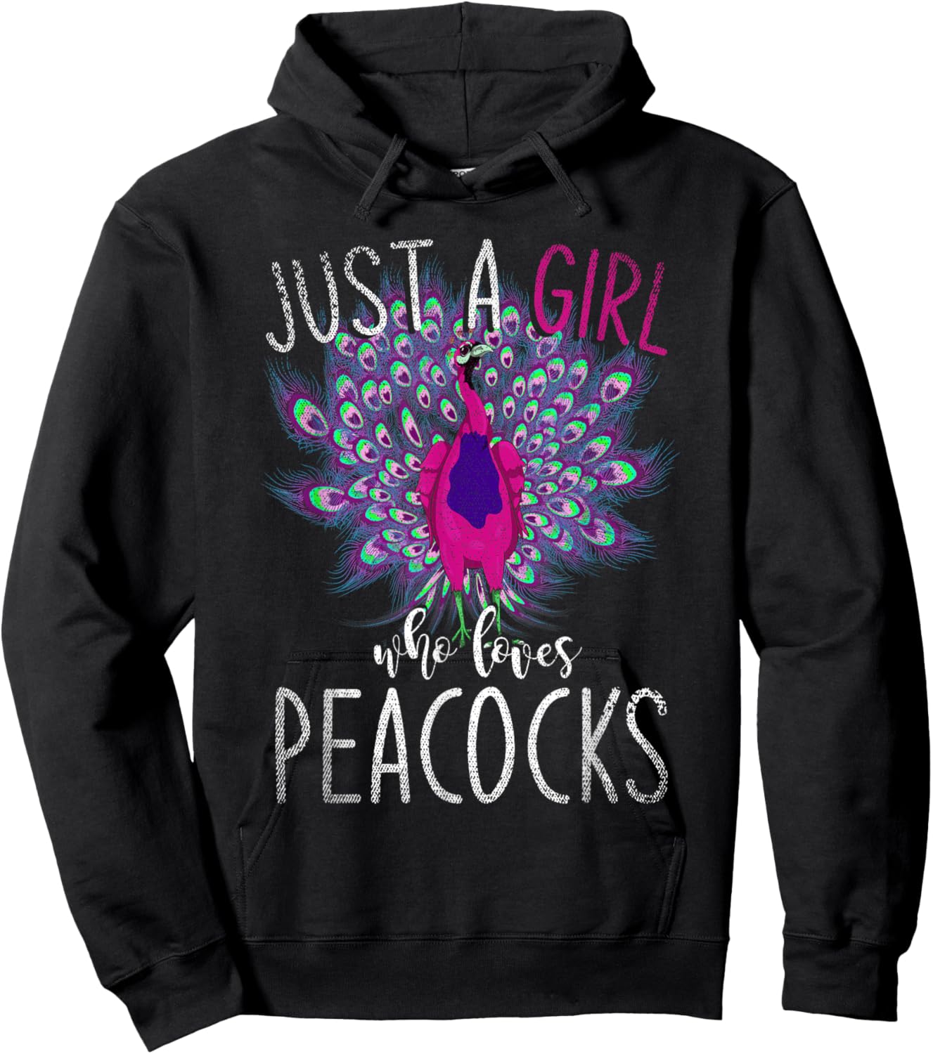 Just A Girl Who Loves Peacocks Zoo Animal Bird Women Peacock Hoodie - Hoodie | Black