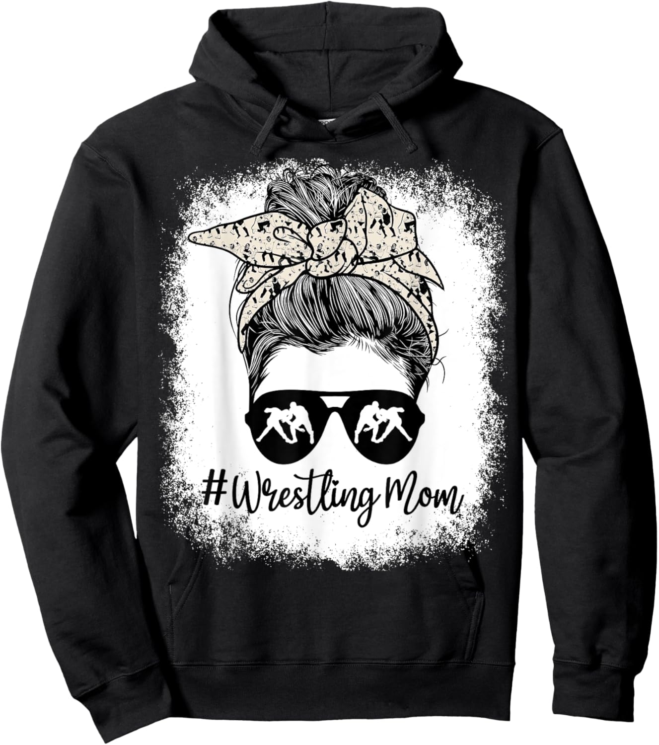 Bleached Life Wrestling Mom Leopard Messy bun Glasses Hoodie - Hoodie | Black