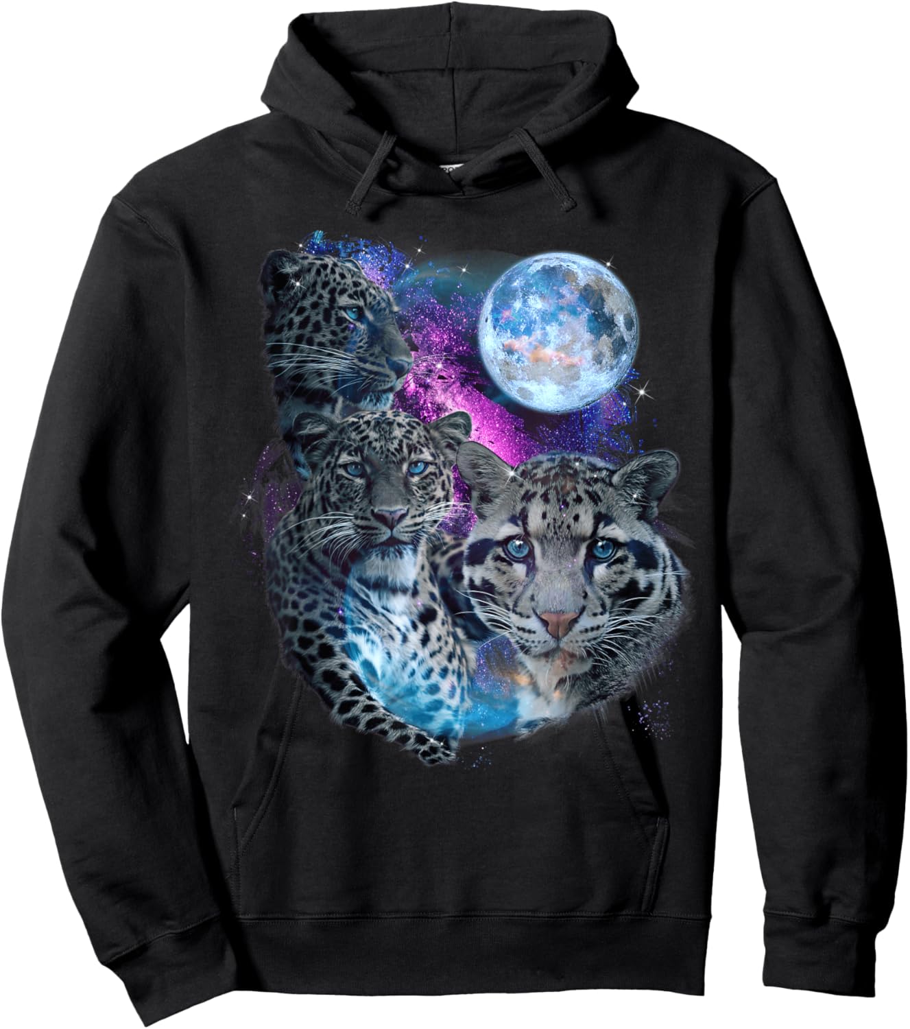 3 Moon Clouded Leopard Genus Panther Felidae Cat Novelty Women Kids Hoodie - Hoodie | Black