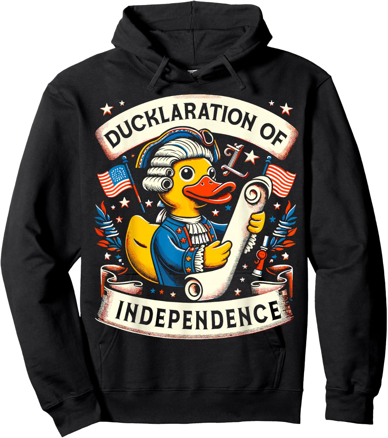 Ducklaration of Independence 4th of July Funny July Fourth Kids Men Hoodie - Hoodie | Black
