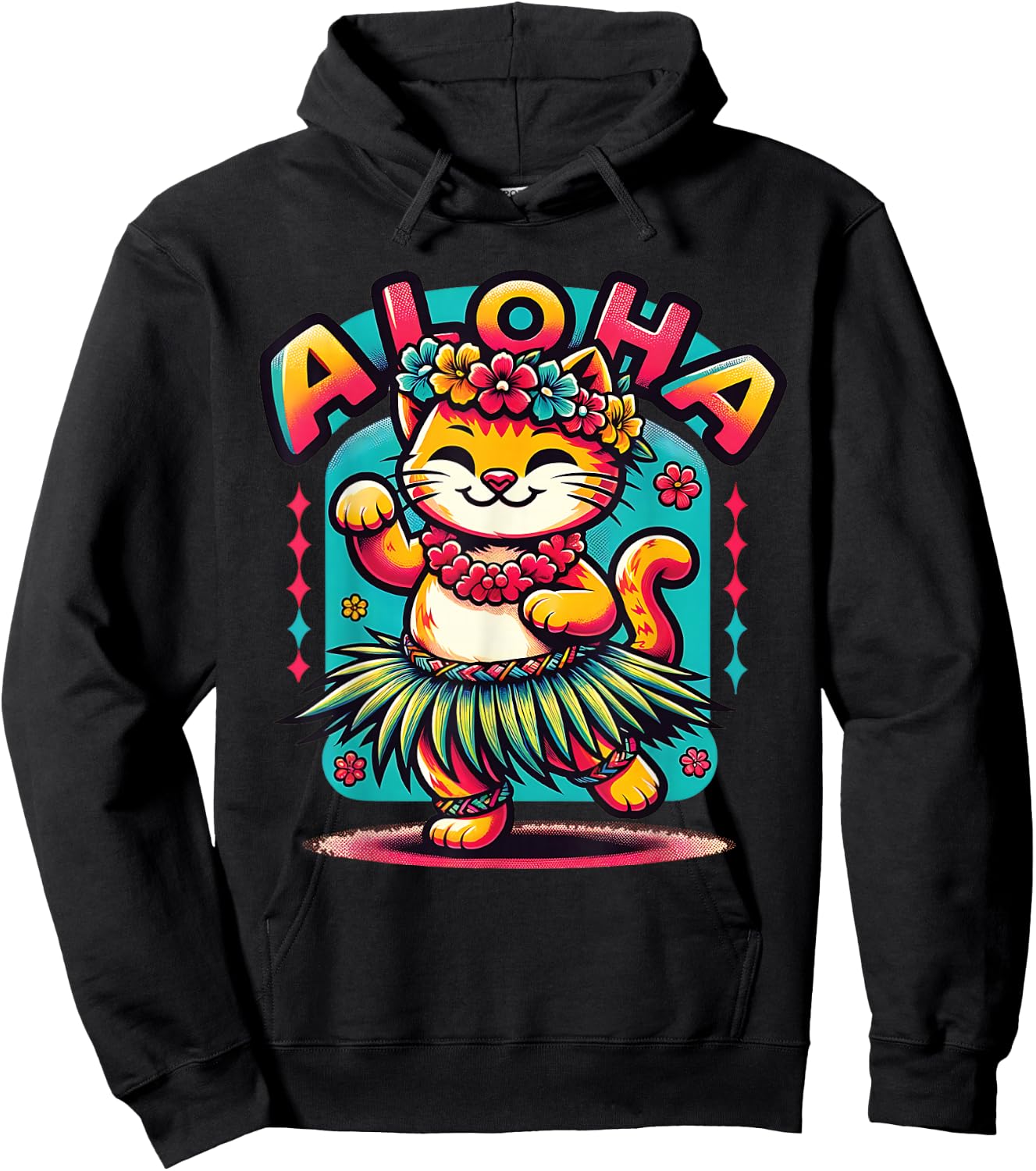 Aloha Hawaii Hawaiian Hula Dance Cats Shirt Cat Lover Hula Hoodie - Hoodie | Black