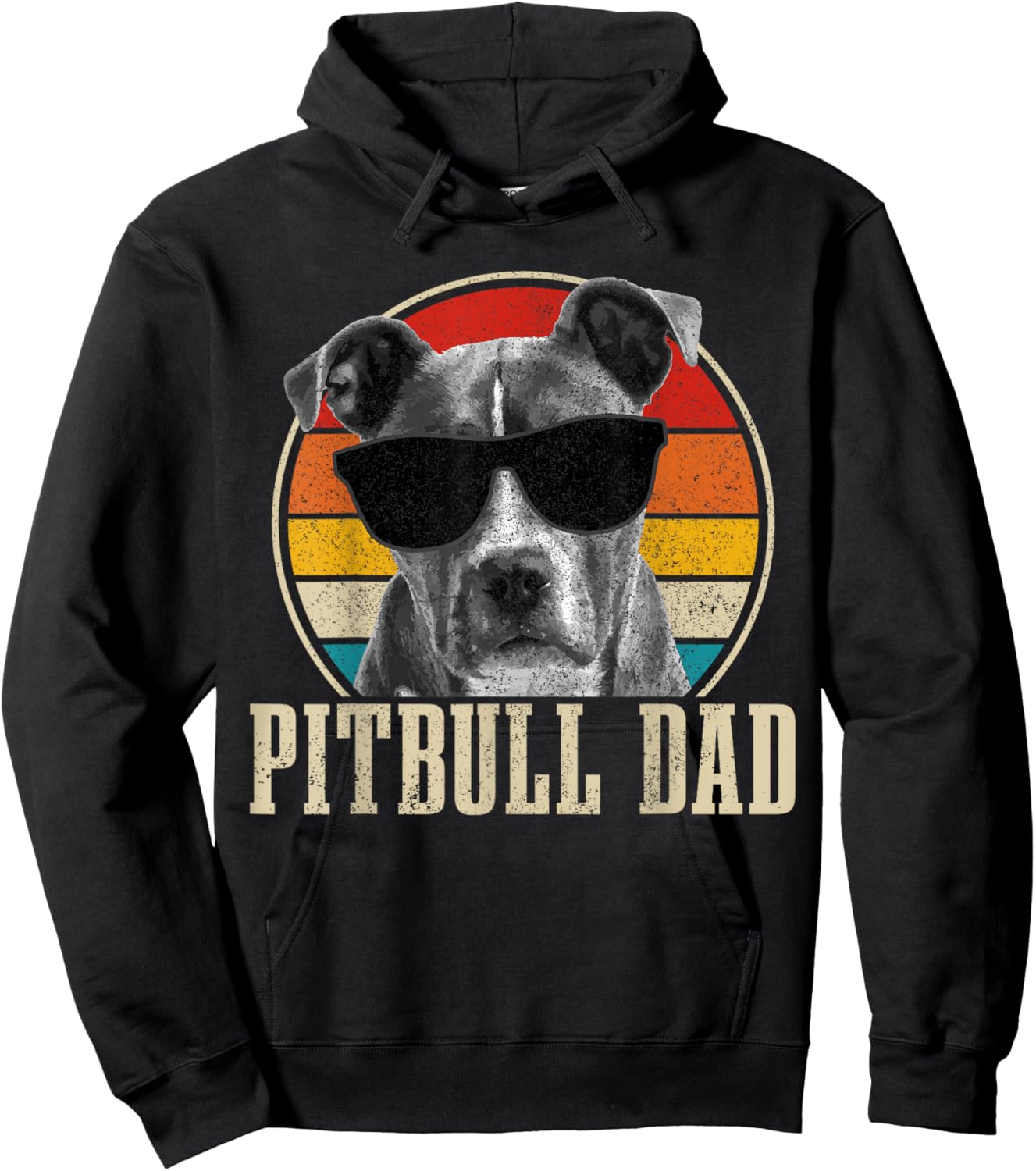 Pitbull Dad Vintage Sunglasses Funny Dog Owner Hoodie - Hoodie | Black