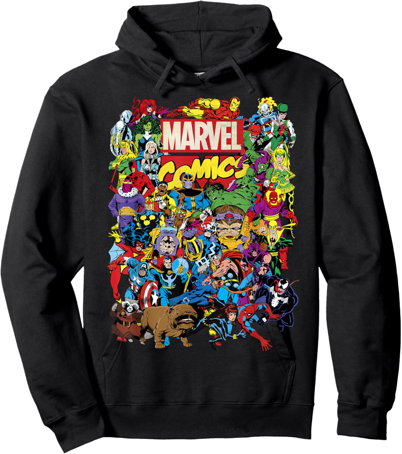Marvel Comics Retro Classic Avengers Heroes Group Shot Hoodie - Hoodie | Black