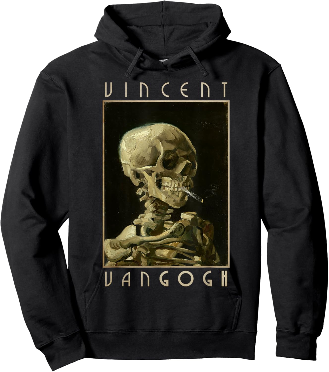 Vincent Van Gogh Shirt Smoking Skeleton Art Hoodie - Hoodie | Black