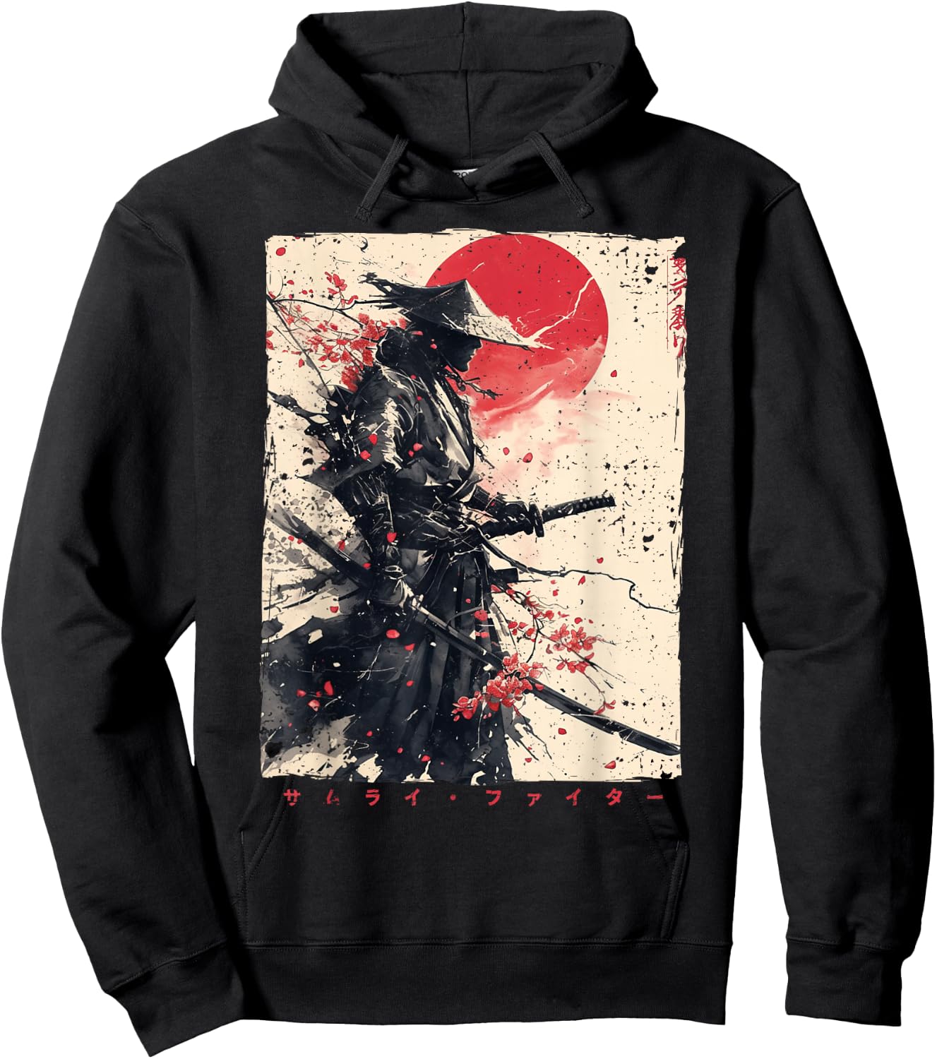 Japan Samurai Warrior Fighter Ukiyo Ink Artwork Samurai Hoodie - Hoodie | Black