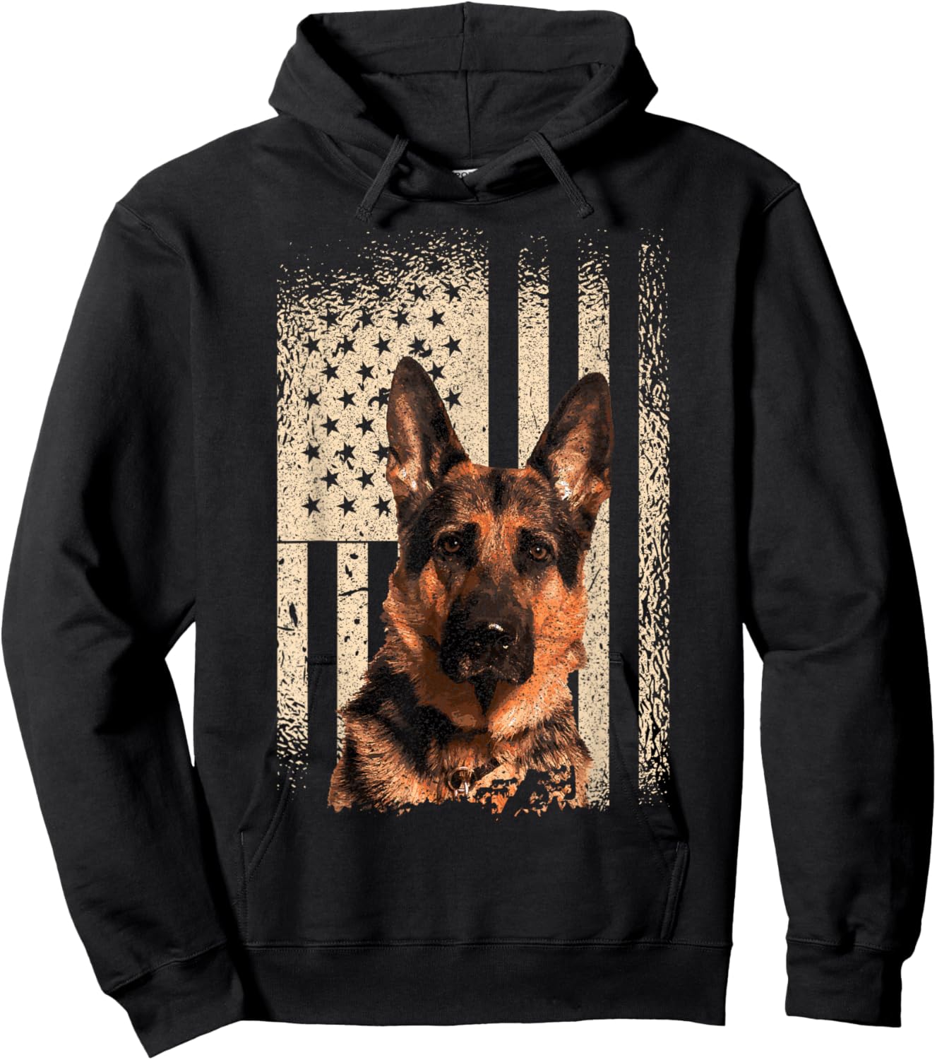 German Shepherd Dog USA Men Woman Patriotic Memorial Hoodie - Hoodie | Black