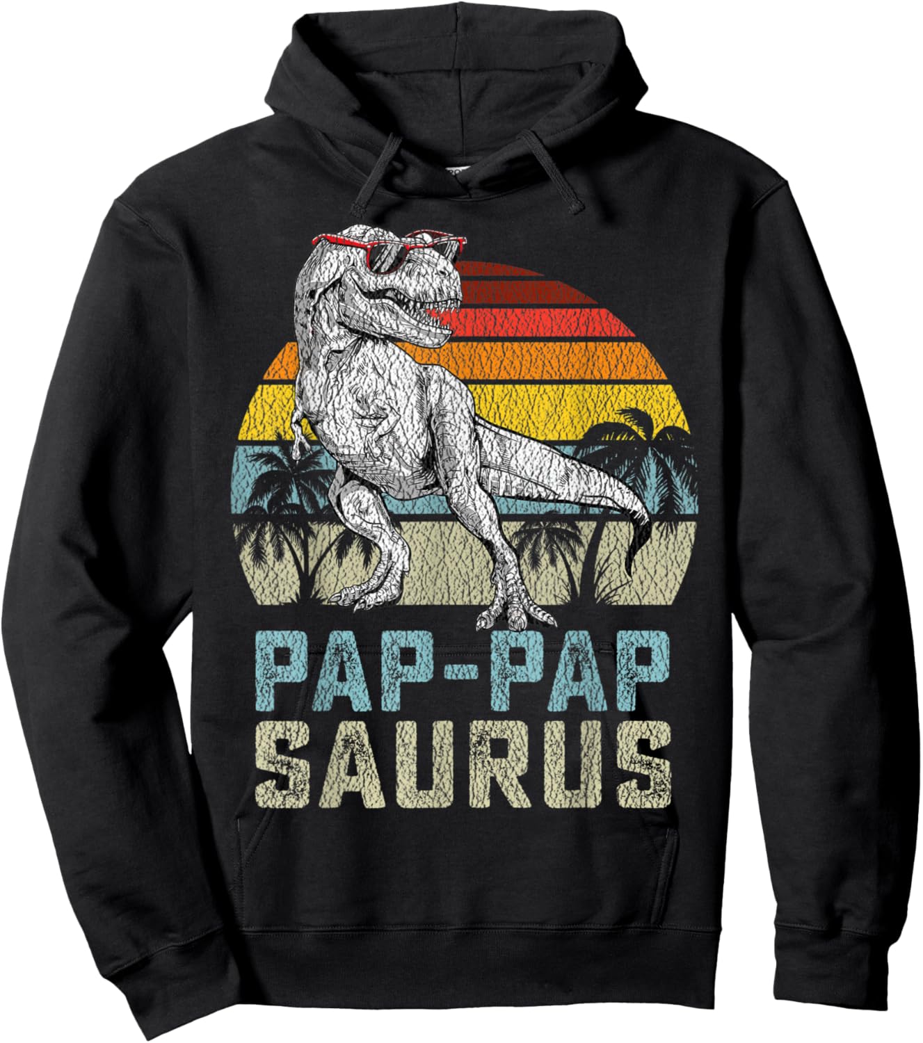 Pap-Papsaurus T Rex Dinosaur Pap-Pap Saurus Family Matching Hoodie - Hoodie | Black