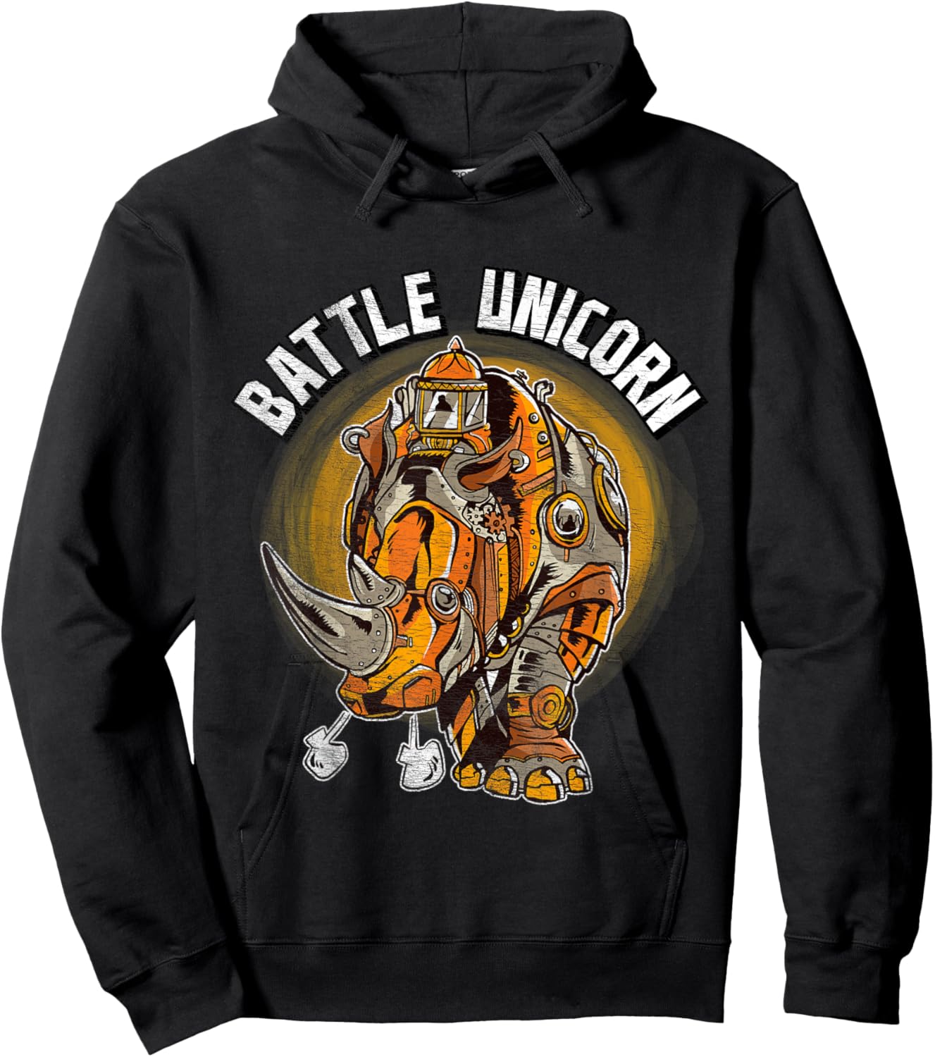 Battle Unicorn Shirt Funny Rhino Lover Steampunk Rhinoceros Hoodie - Hoodie | Black