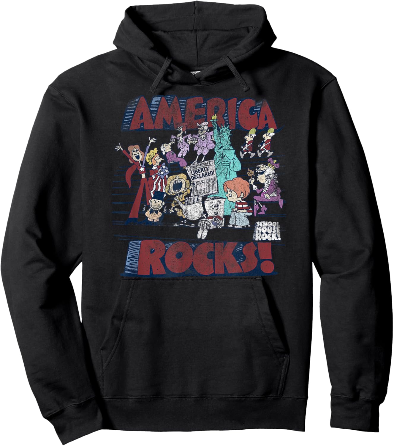 Schoolhouse Rock America Rocks Vintage Cartoon Hoodie - Hoodie | Black