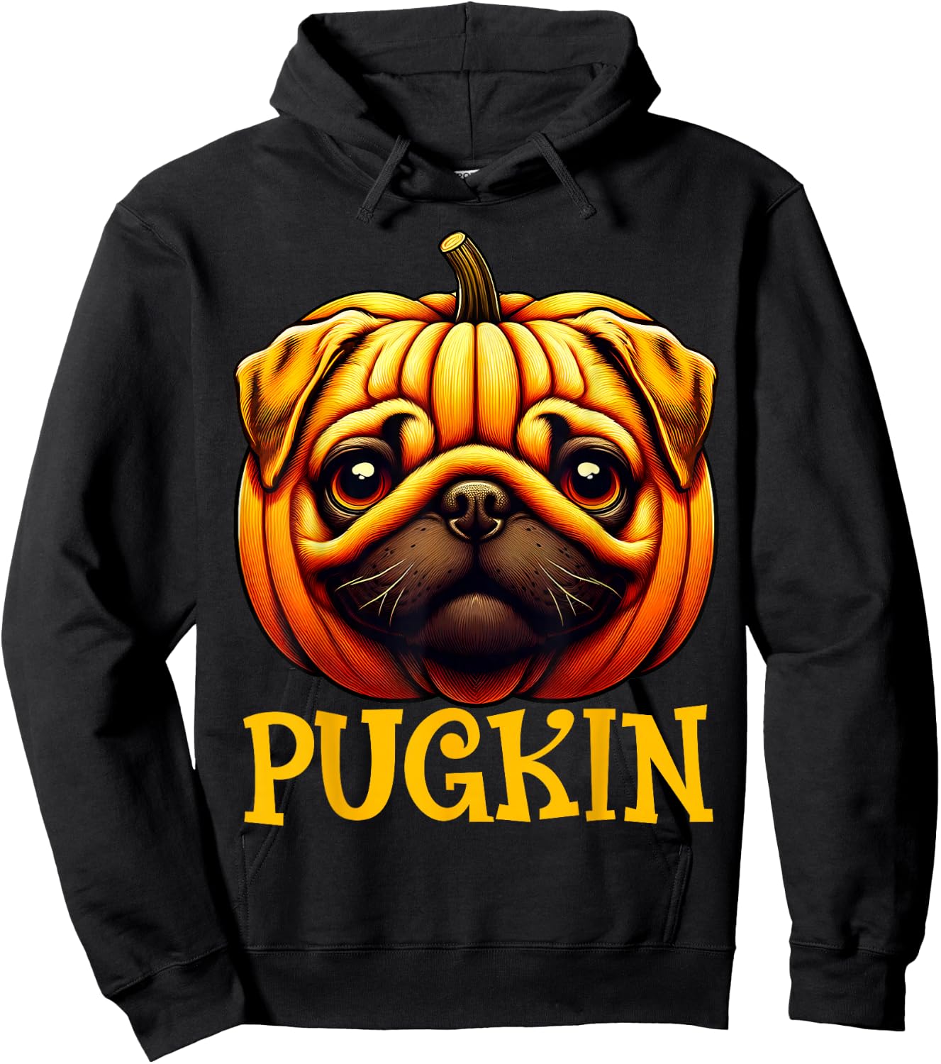 Funny Pugkin Pug Pumpkin Halloween Thanksgiving Men Women Hoodie - Hoodie | Black