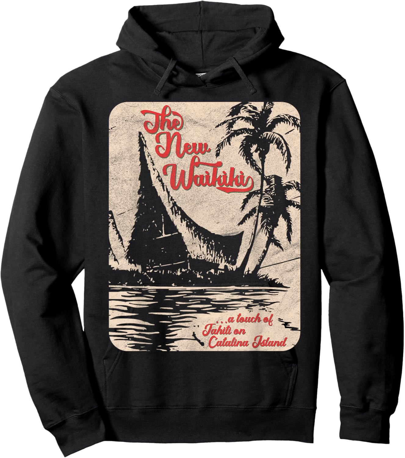 New Waikiki/Tiki Bar/Hawaiian Style/Retro 50s Style Hoodie - Hoodie | Black