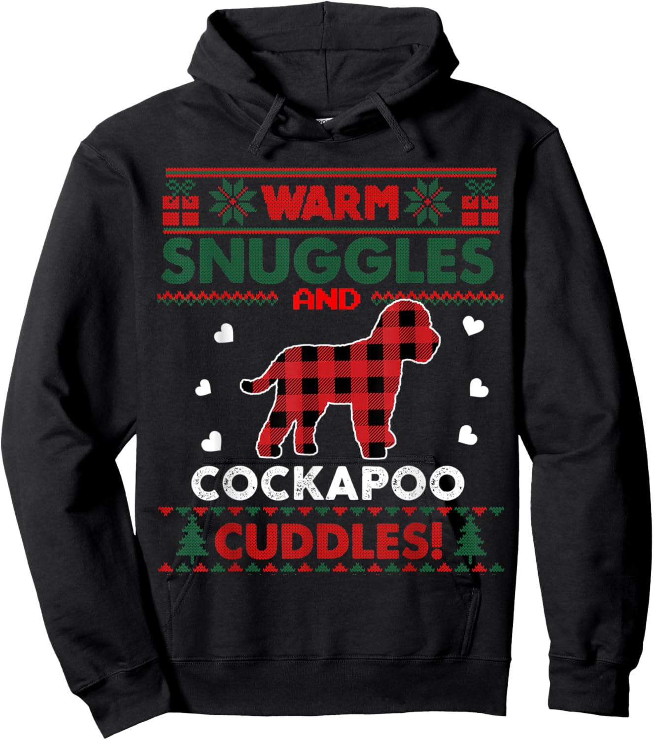 Cockapoo Dog Christmas Pajama Dog Pet Ugly Christmas Sweater Men Women Kids Hoodie - Hoodie | Black