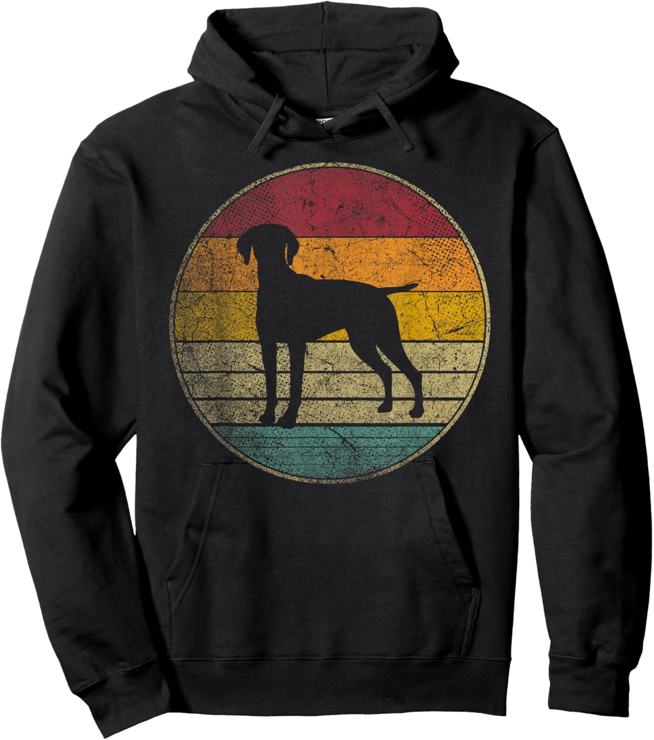Vizsla Dog Pet Vintage Distressed Retro Style 70s 80s Gift Women Kids Hoodie - Hoodie | Black