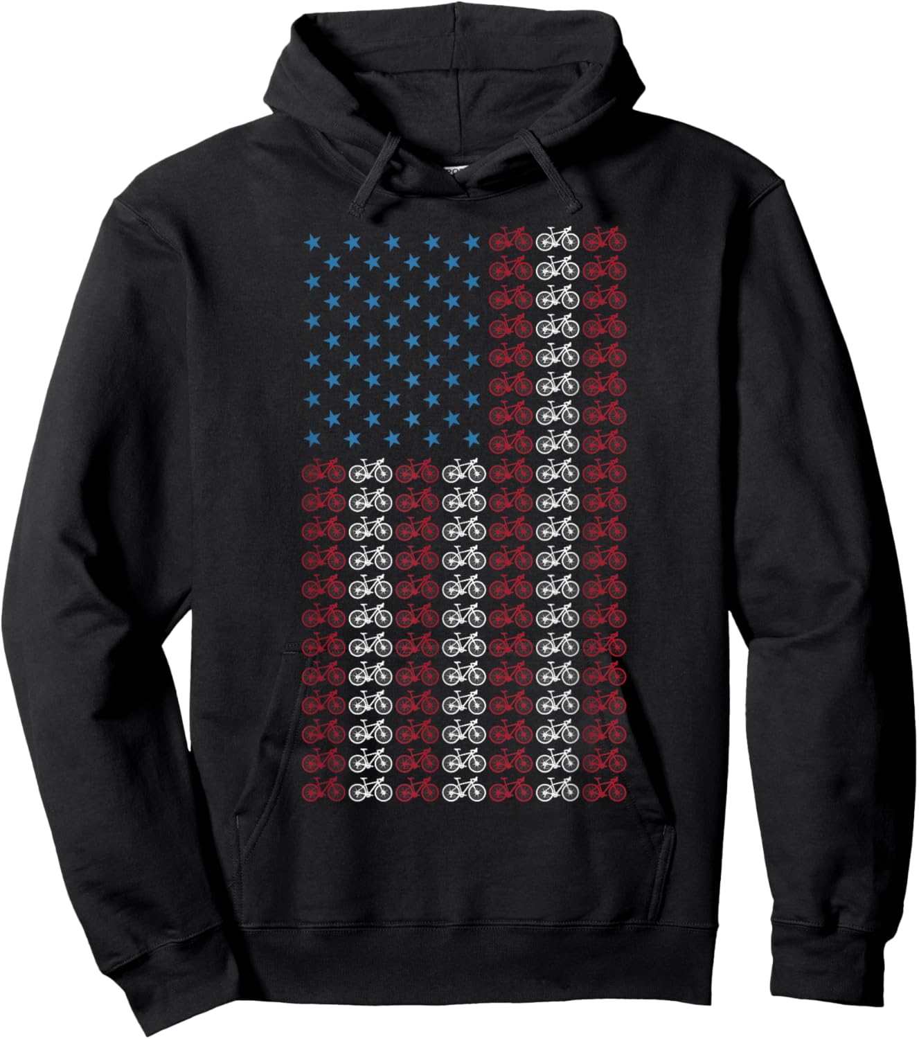 Bicycle American Flag 4th of July Cycling Cyclist Men Women Hoodie - Hoodie | Black