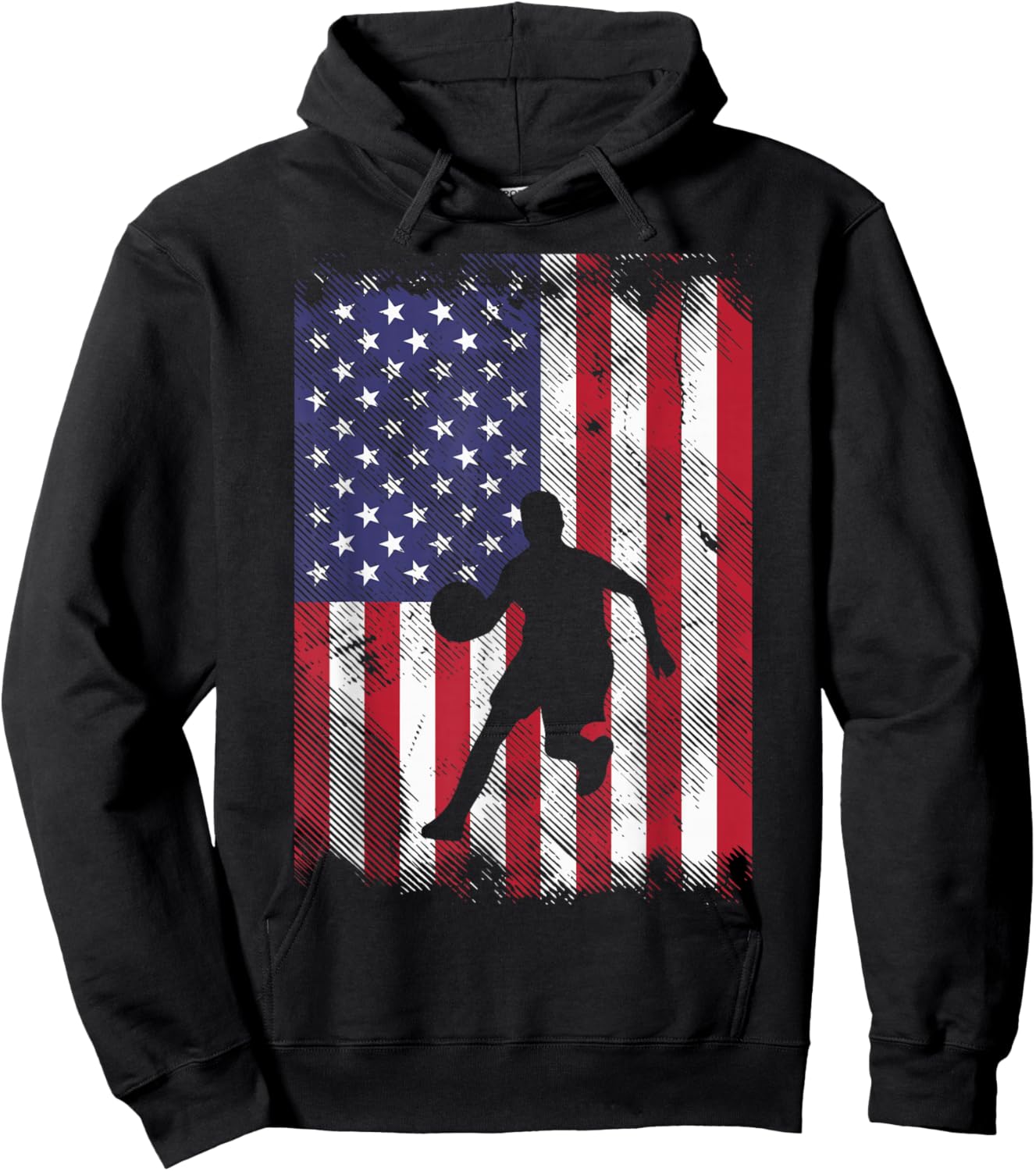 US Flag Basketball Vintage Patriotic Baller Men Women Kids Hoodie - Hoodie | Black