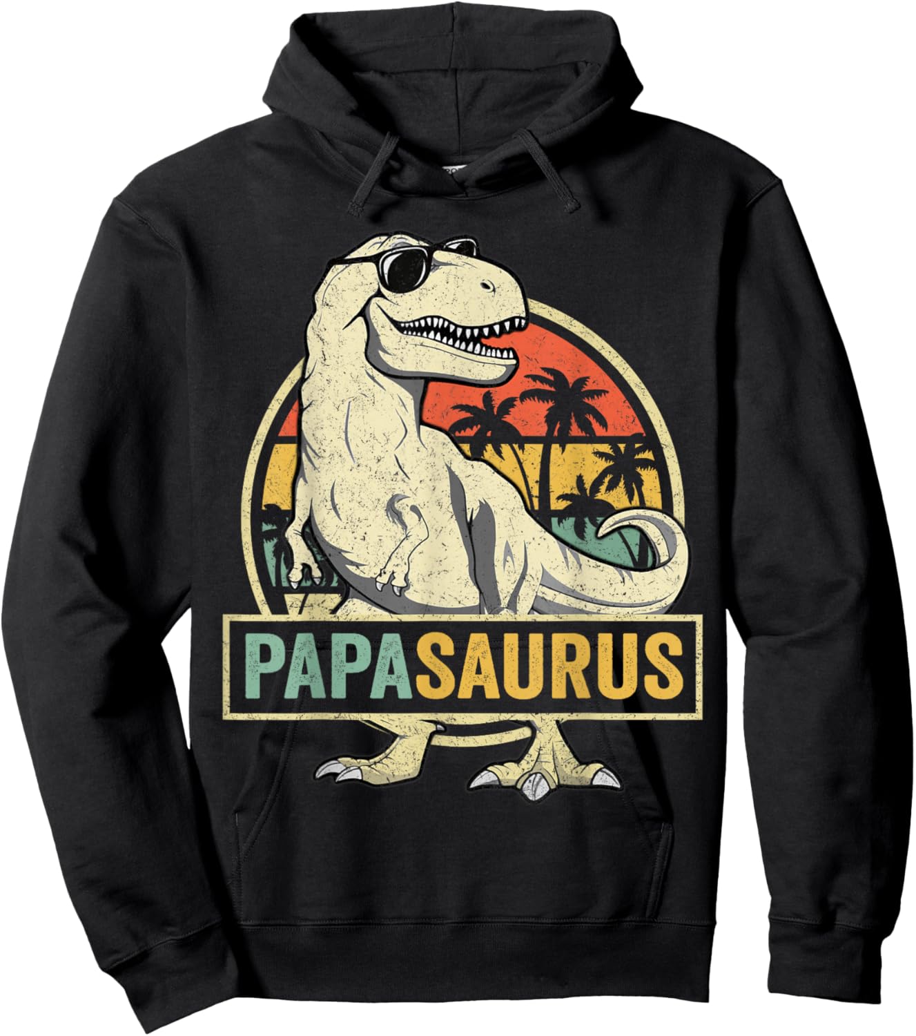 Papasaurus T Rex Dinosaur Papa Saurus Family Matching Hoodie - Hoodie | Black