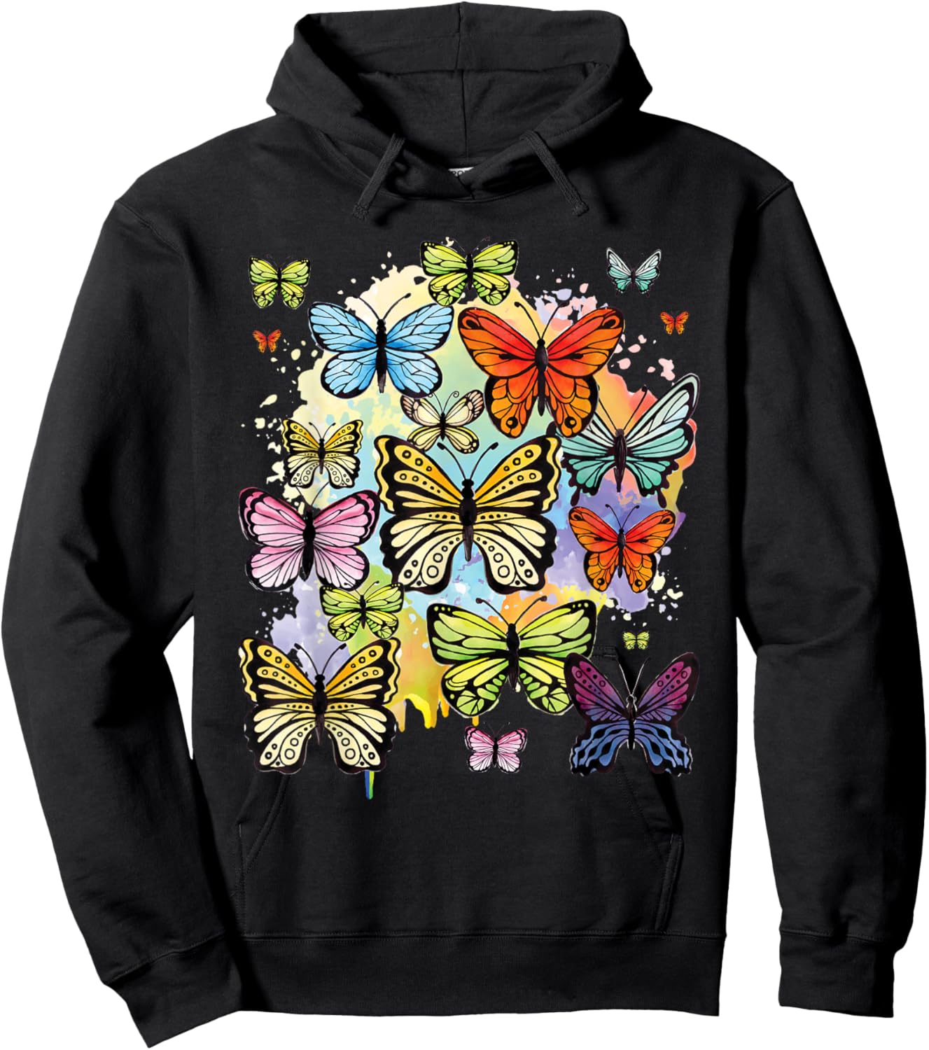 Rainbow Butterflies - Butterfly Lover Entomologist Gardener Hoodie - Hoodie | Black
