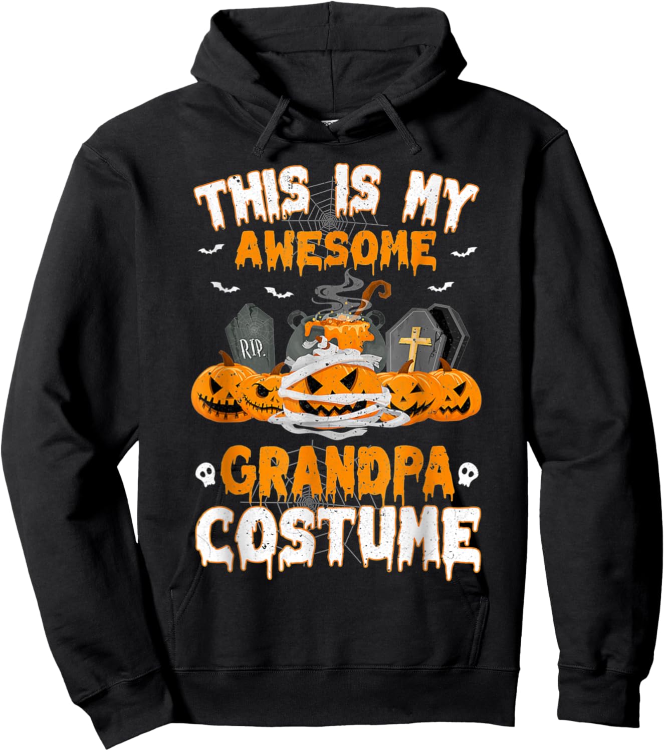 This Is My Awesome Grandpa Costume Scary Pumpkin Halloween Hoodie - Hoodie | Black