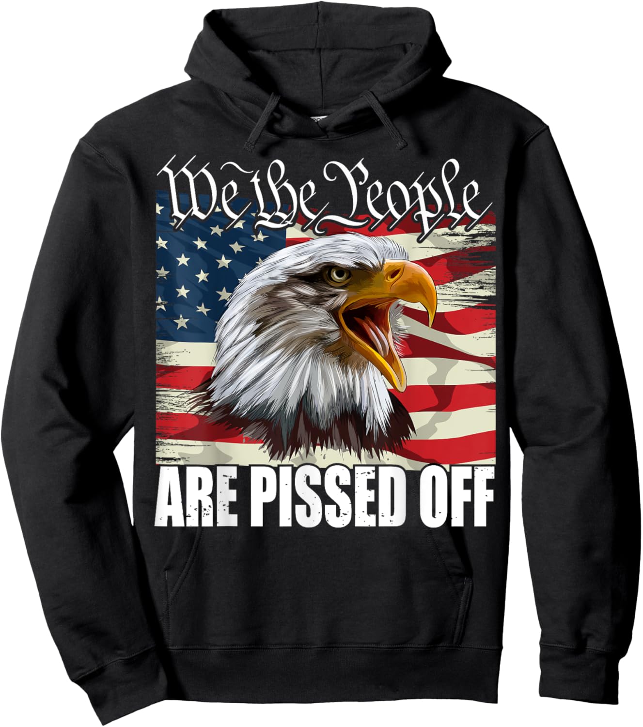 funny American flag bald eagle we the people are pissed off Hoodie - Hoodie | Black