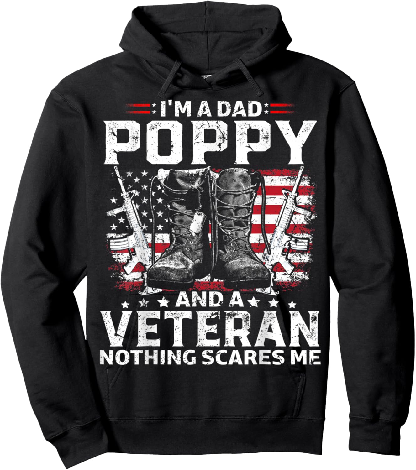 I'm A Dad Poppy Veteran Father's Day Hoodie - Hoodie | Black