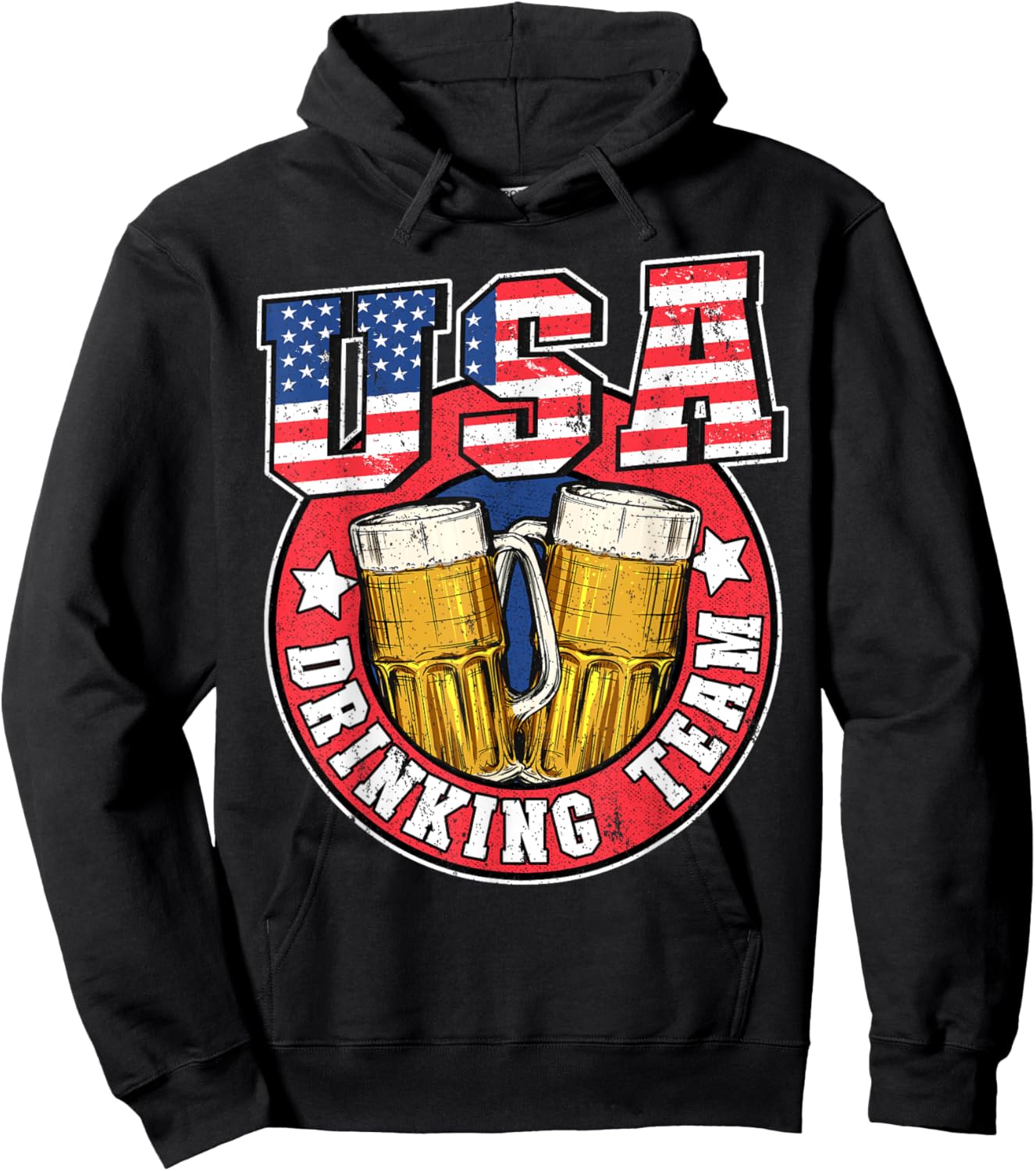USA Drinking Team US American Flag 4th Of July Beer Drinking Hoodie - Hoodie | Black