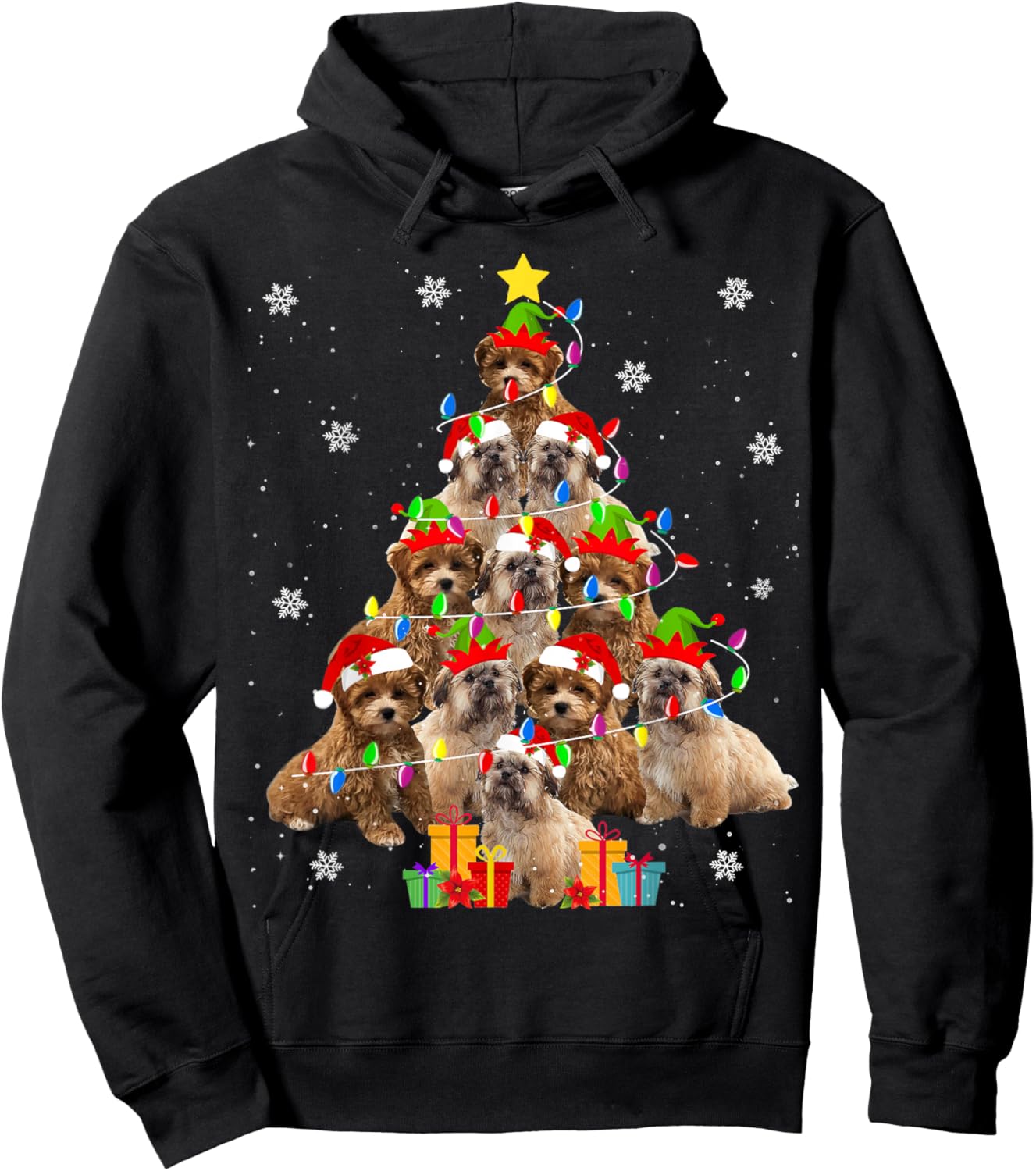 Shih-poo Christmas Tree Funny Santa Shih-poo Dog Xmas Hoodie - Hoodie | Black