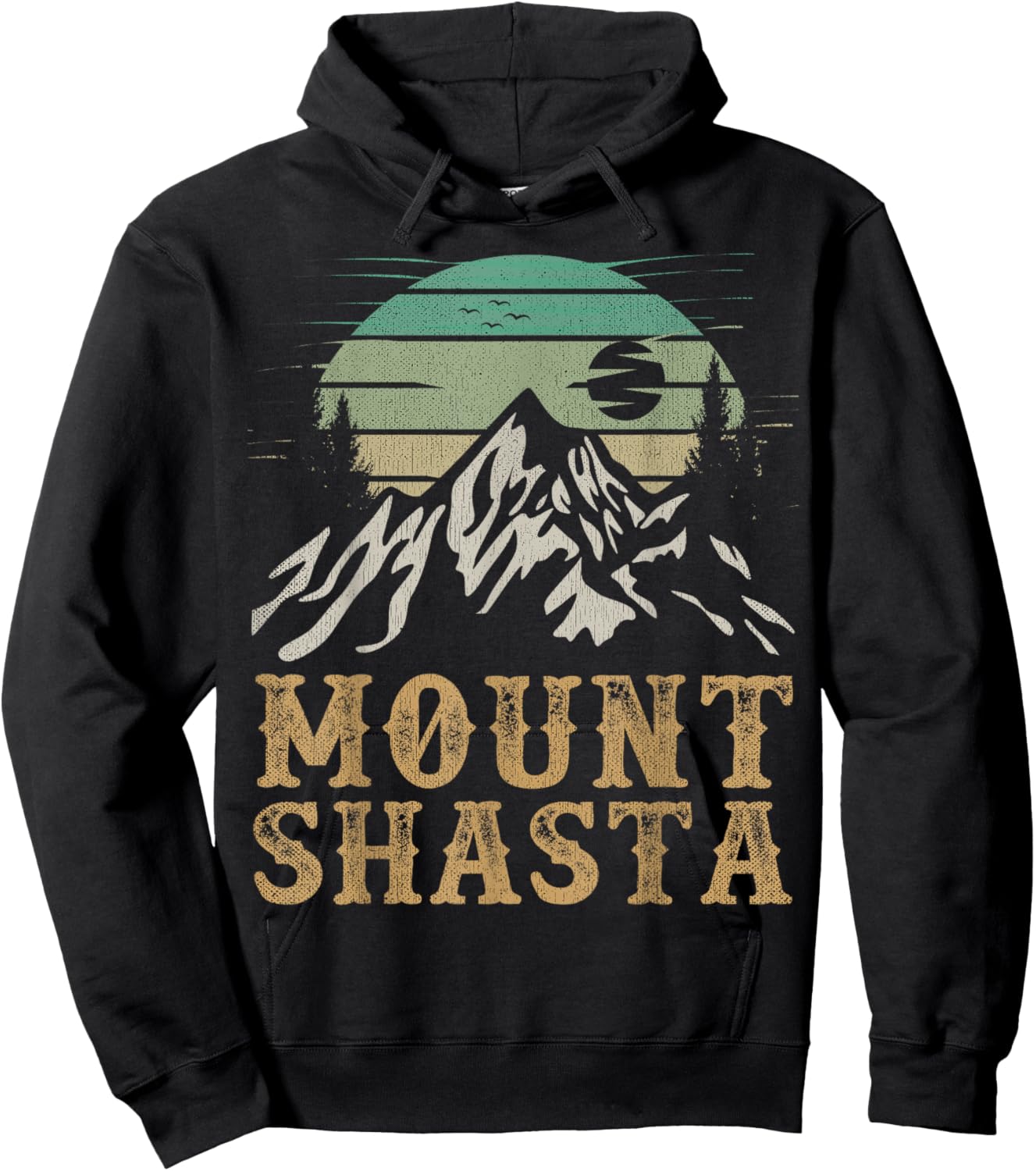 Mount Shasta California Merchandise Hiking Retro Mt Shasta Hoodie - Hoodie | Black