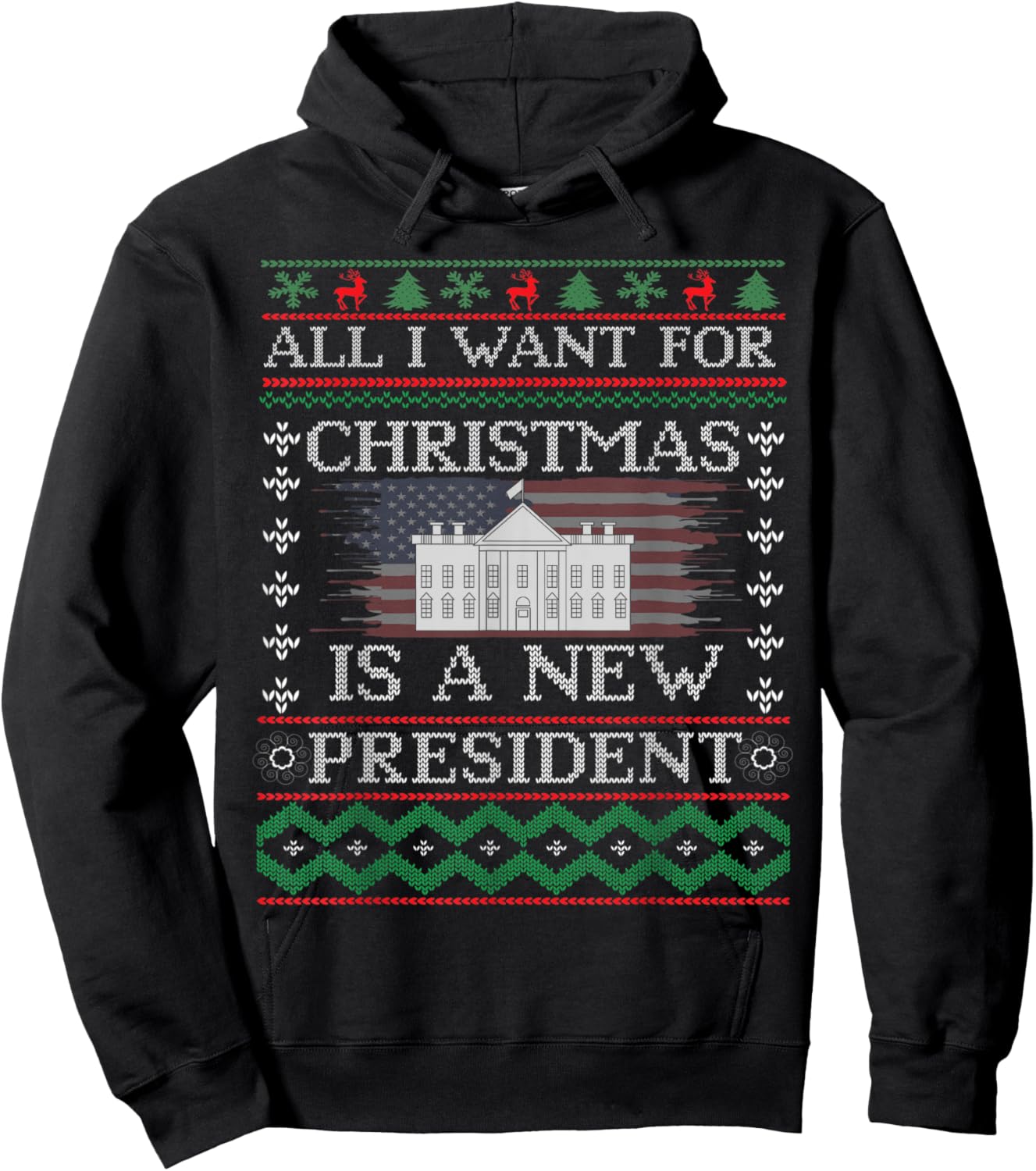 American Flag All-I Want For Christmas Is A New President Women Men Hoodie - Hoodie | Black