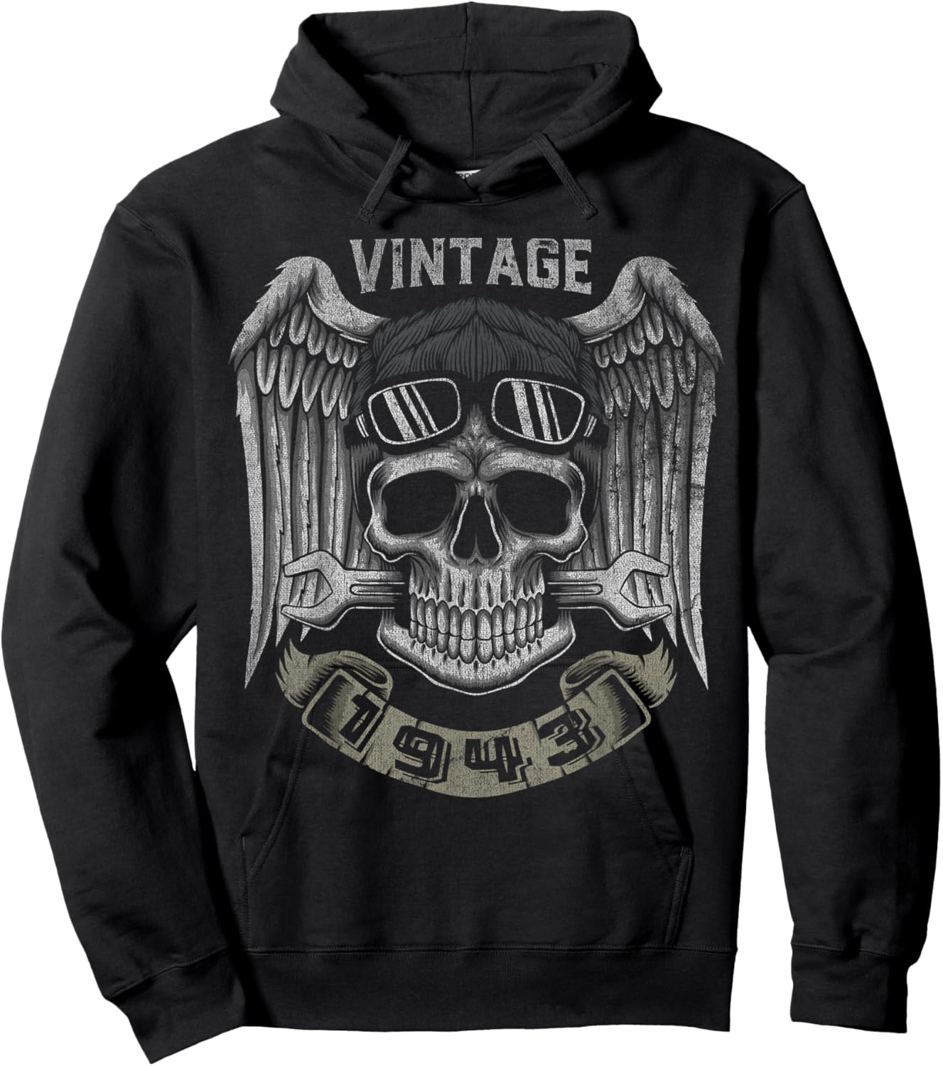 Vintage 1943 82th birthday 82 years old Biker Hoodie - Hoodie | Black
