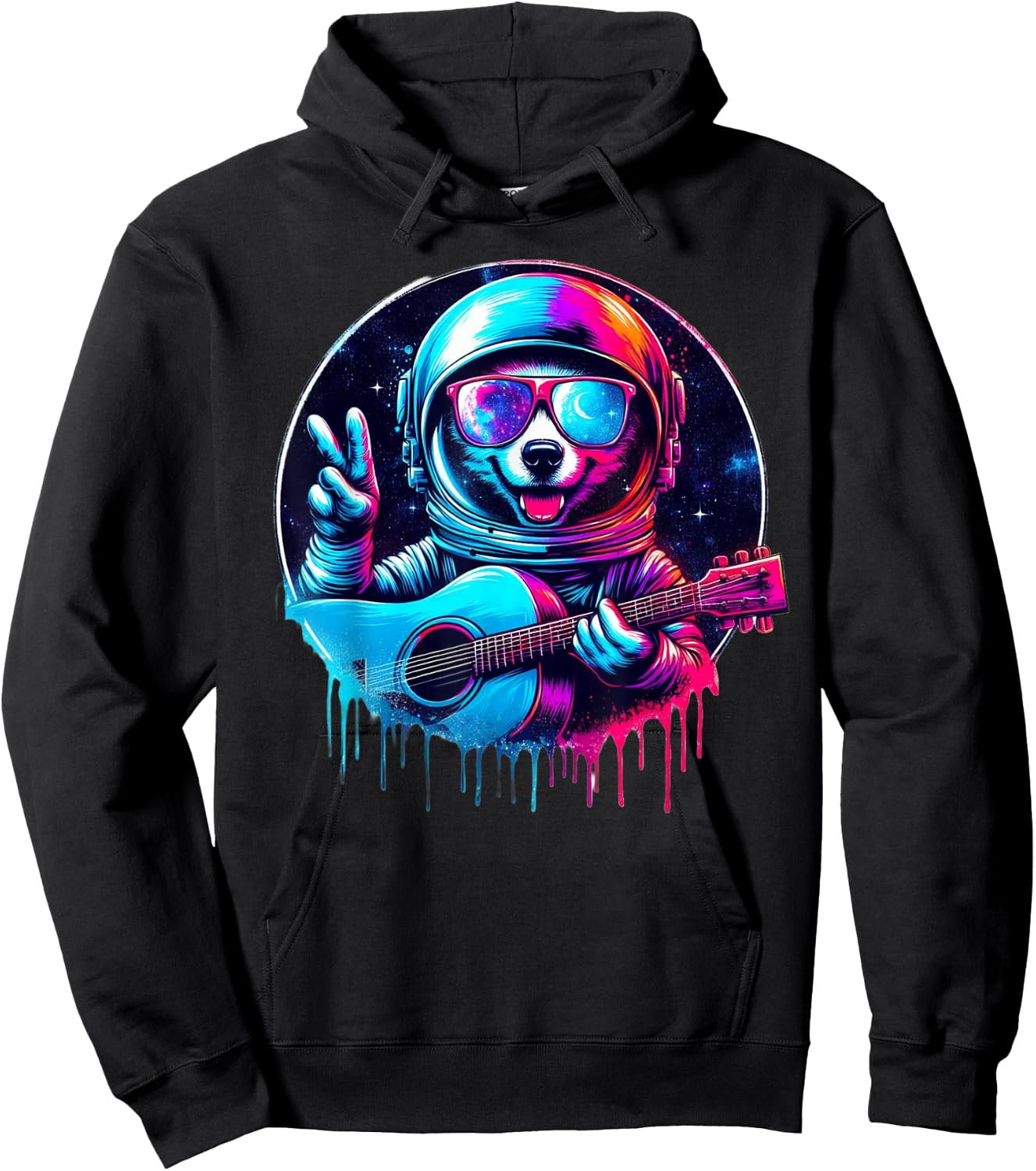 Rock On, Astronaut Dog! Hoodie - Hoodie | Black