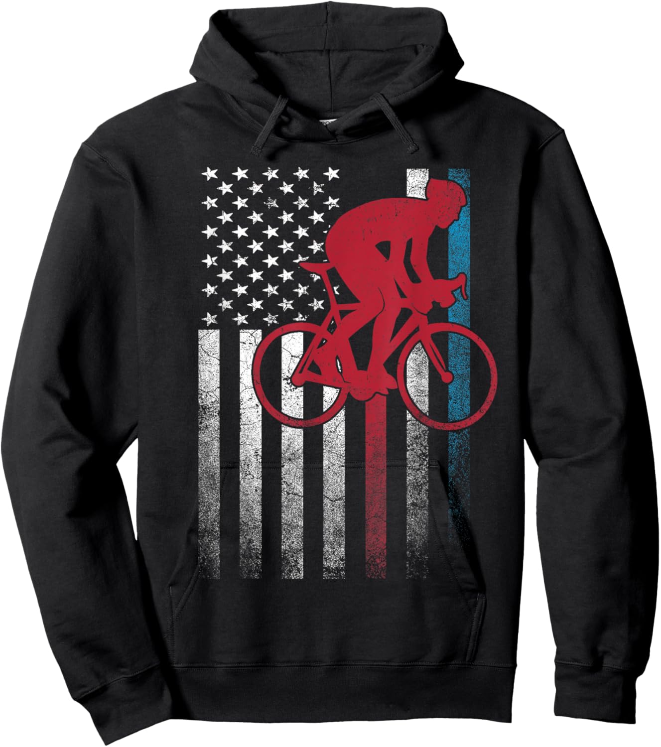 Cycling Bike Bicycle 4th of July Gift American Flag USA Kids Men Hoodie - Hoodie | Black