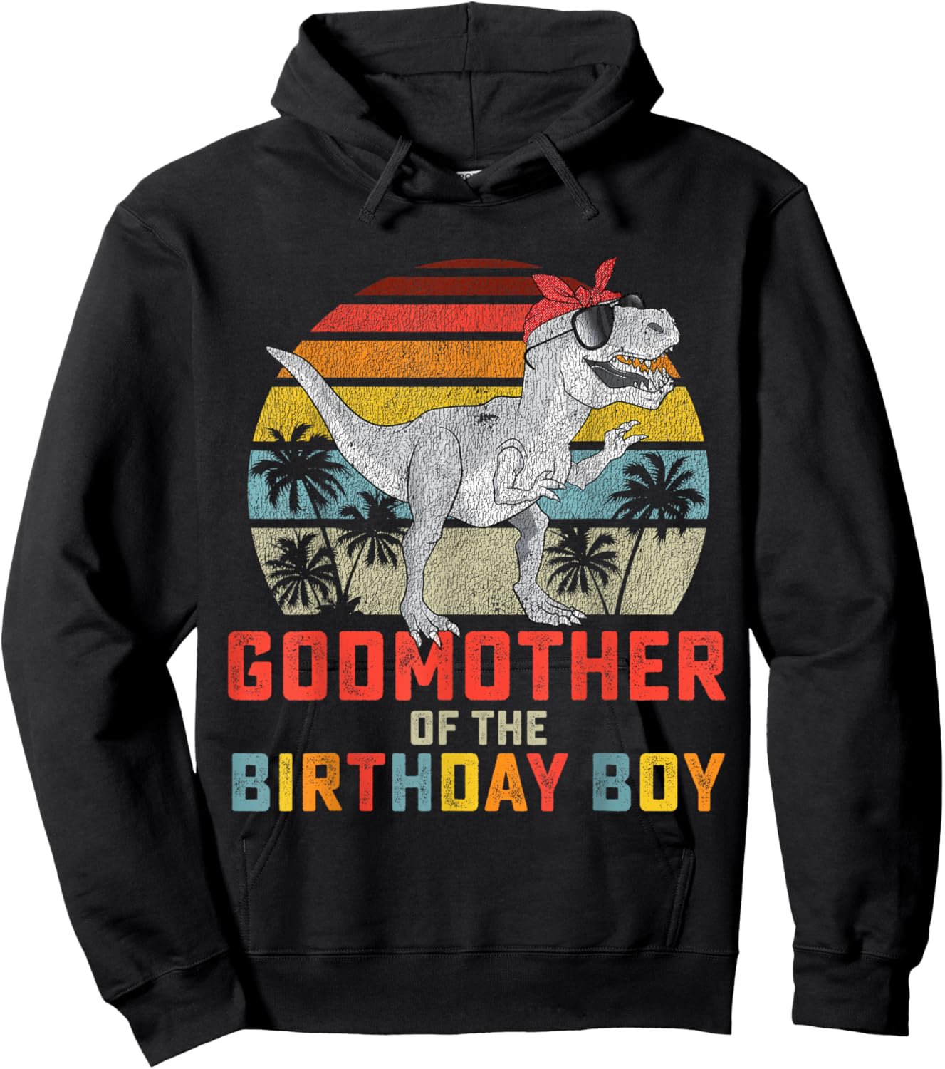 Godmother Dinosaur of the Birthday Boy Matching Family Hoodie - Hoodie | Black