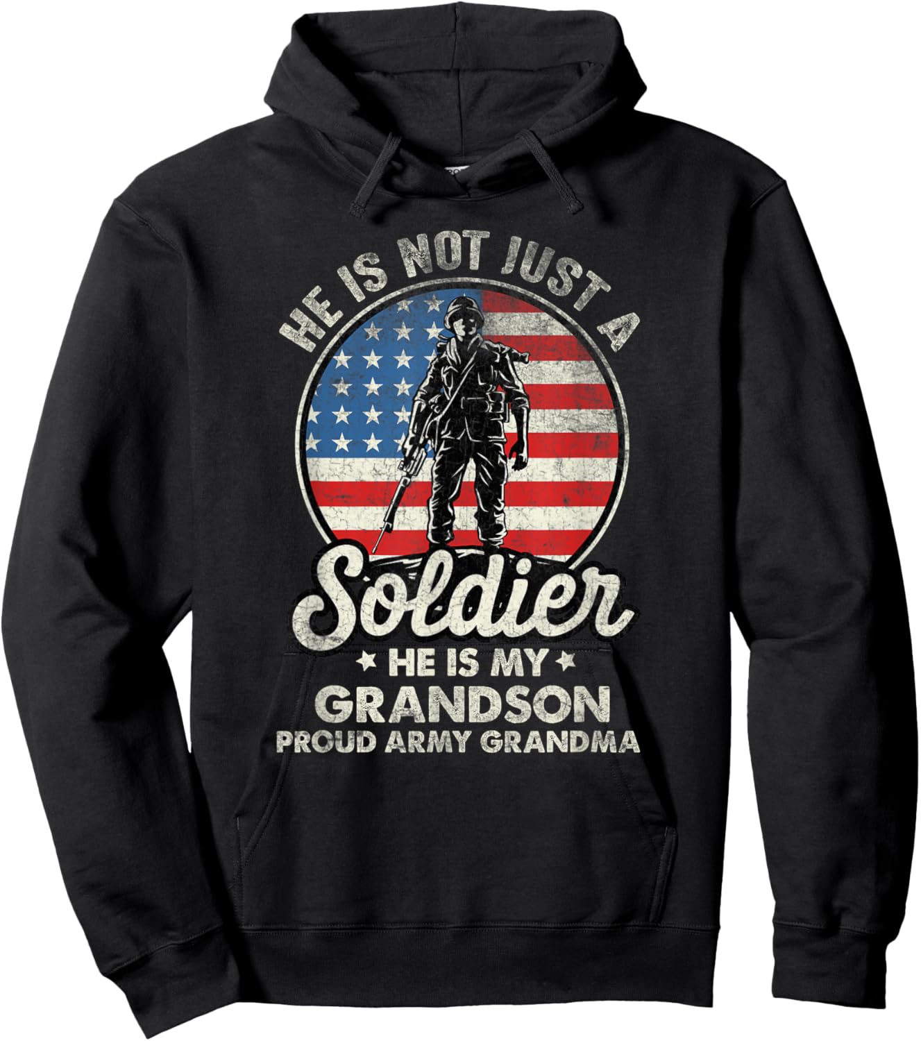 My Grandson Is A Soldier Quote Proud Army Grandma Hoodie - Hoodie | Black