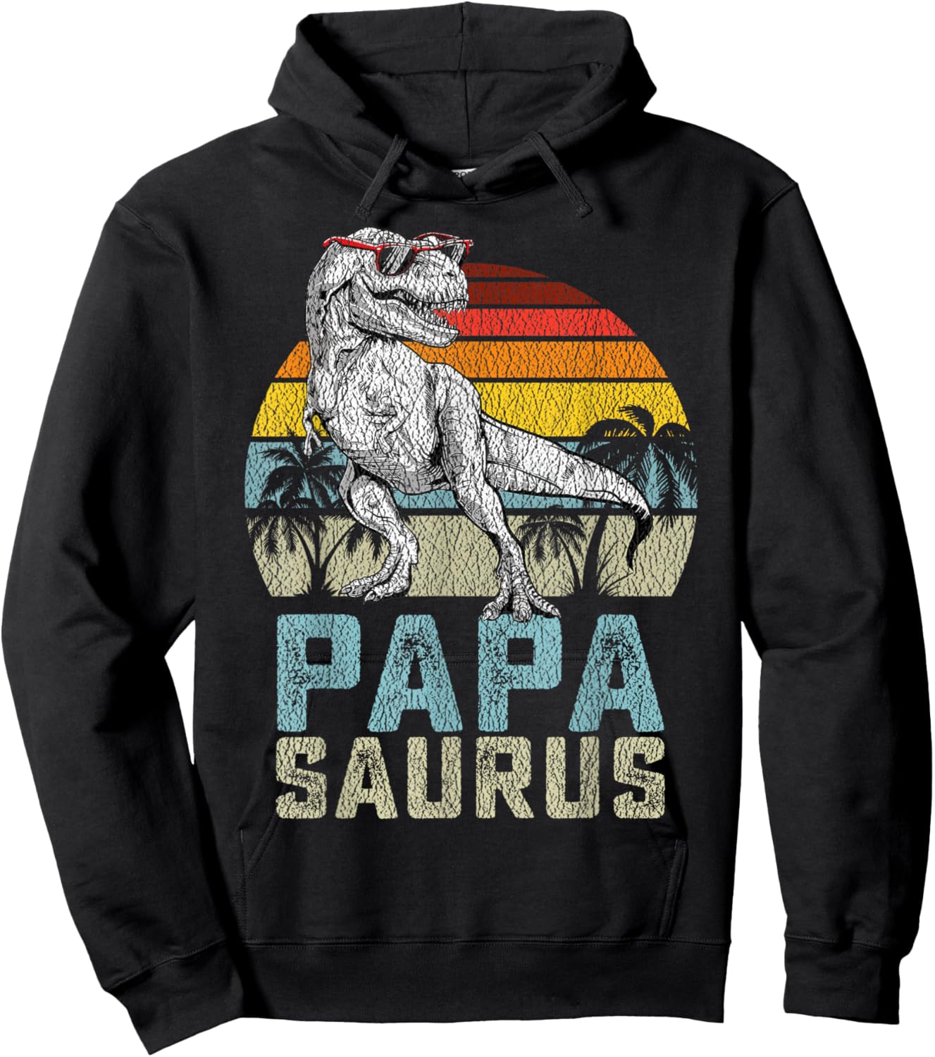Papasaurus T Rex Dinosaur Papa Saurus Family Matching Hoodie - Hoodie | Black