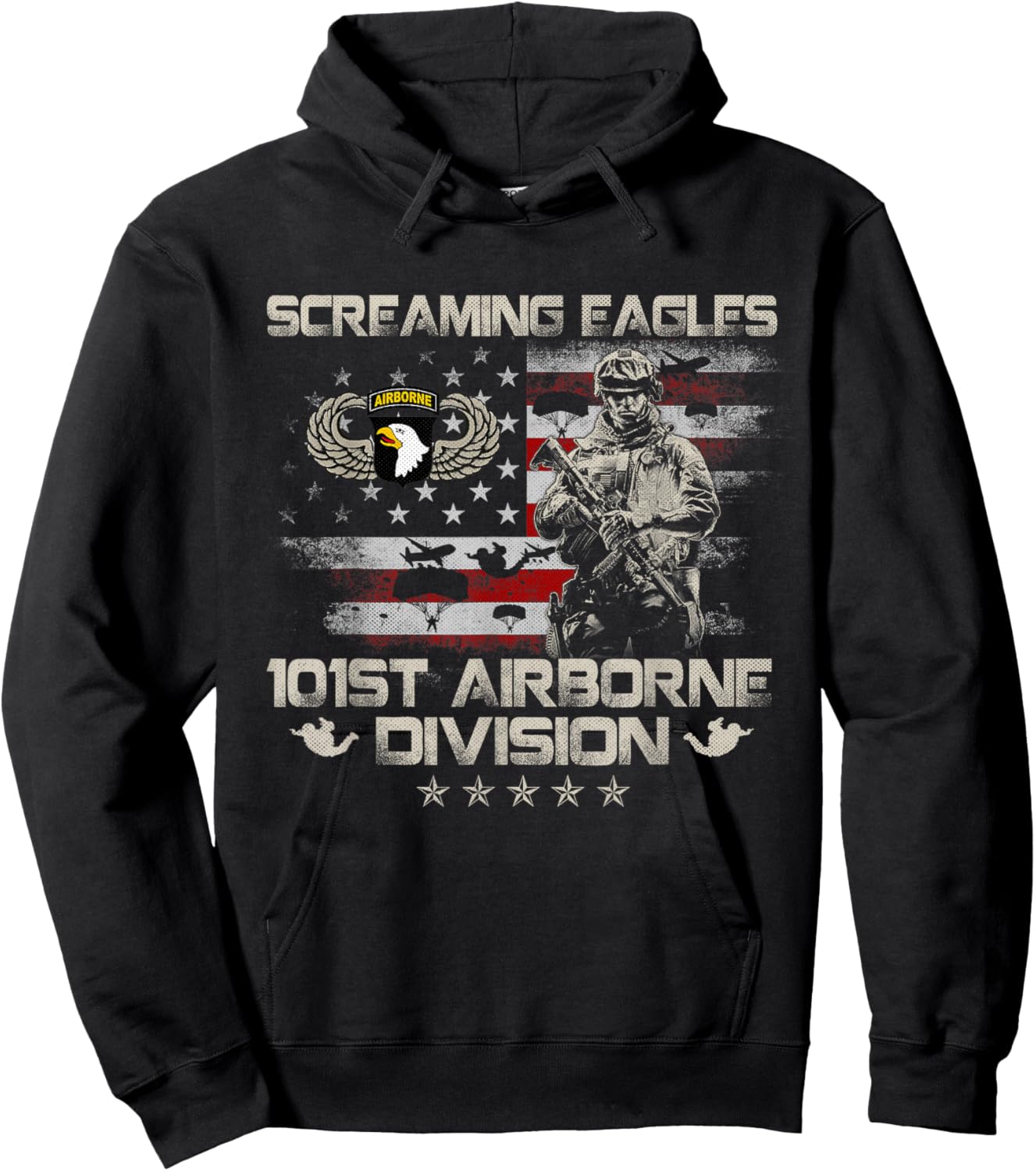 Screaming Eagle 101st Airborne Division Veteran Sky Soldier Hoodie - Hoodie | Black