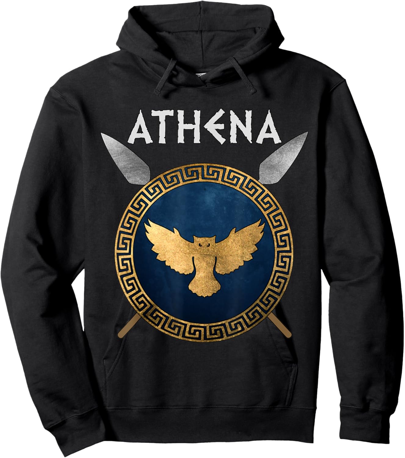 Athena Greek Goddess of Wisdom and War Symbol Hoodie - Hoodie | Black
