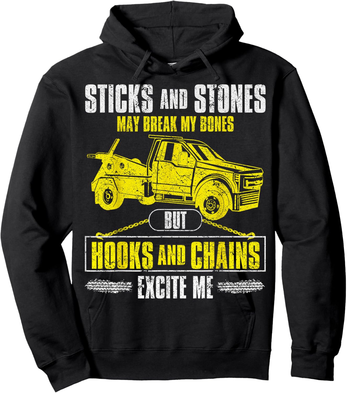 Tow Truck Driver Breakdown Lorry - Thin Yellow Line Trucker Hoodie - Hoodie | Black