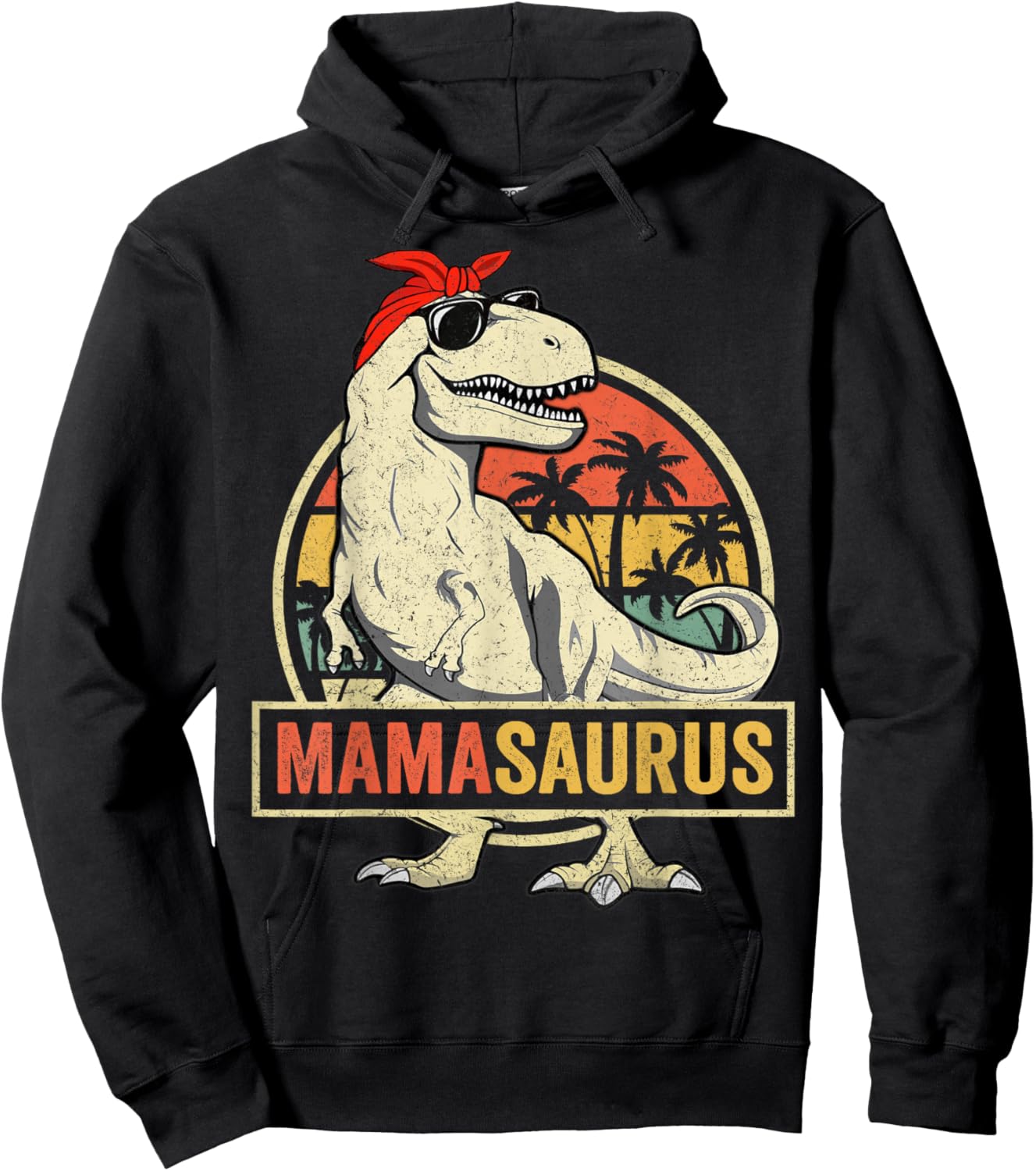 Family Saurus Shirts Store Mamasaurus T Rex Dinosaur Funny Mother's Day Gifts Mom Mommy Adult Classic Fit Black Short Sleeve Hoodie - Hoodie | Black
