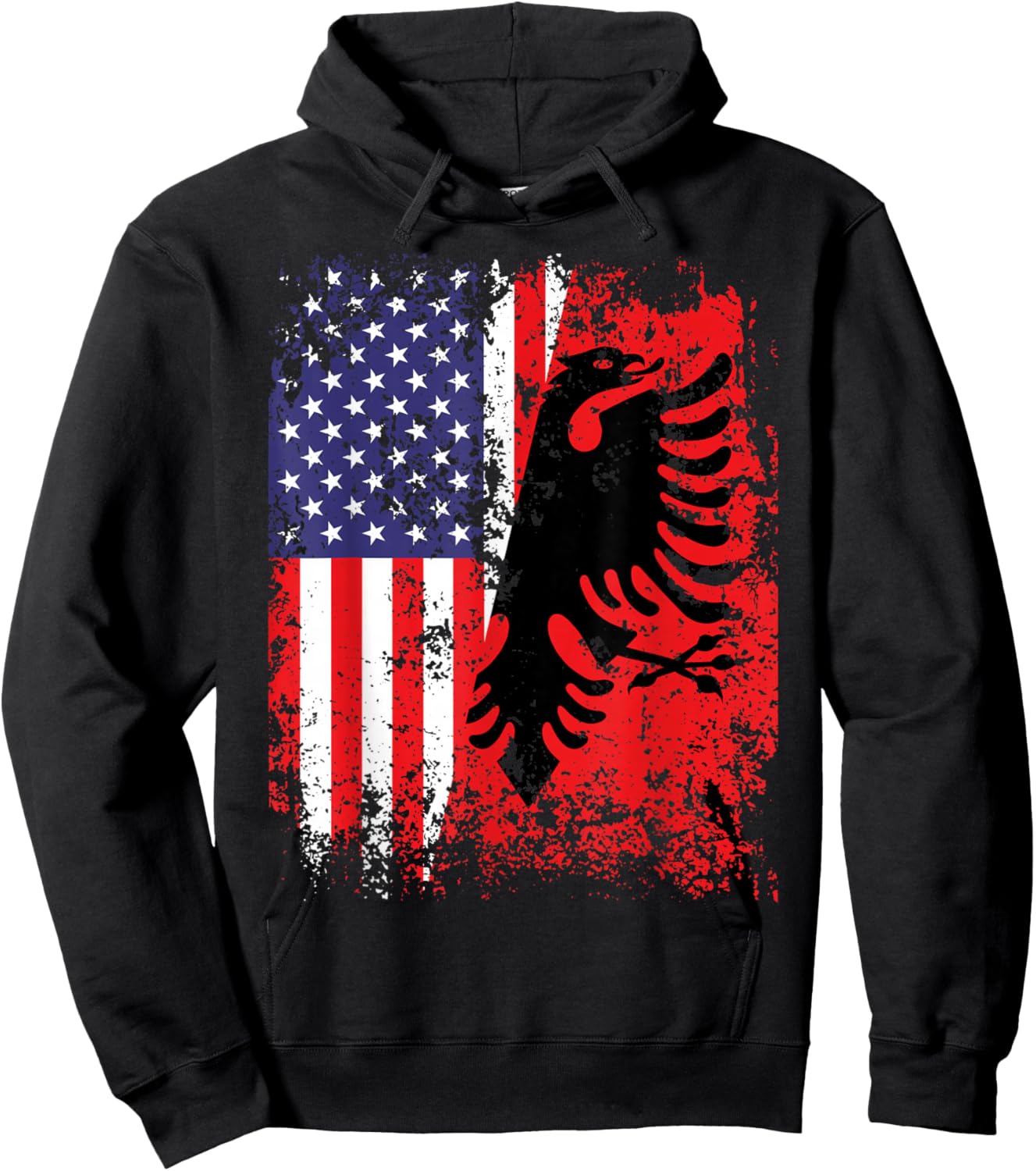 Albanian American Flag Shirt Patriotic USA Albania Flag Hoodie - Hoodie | Black